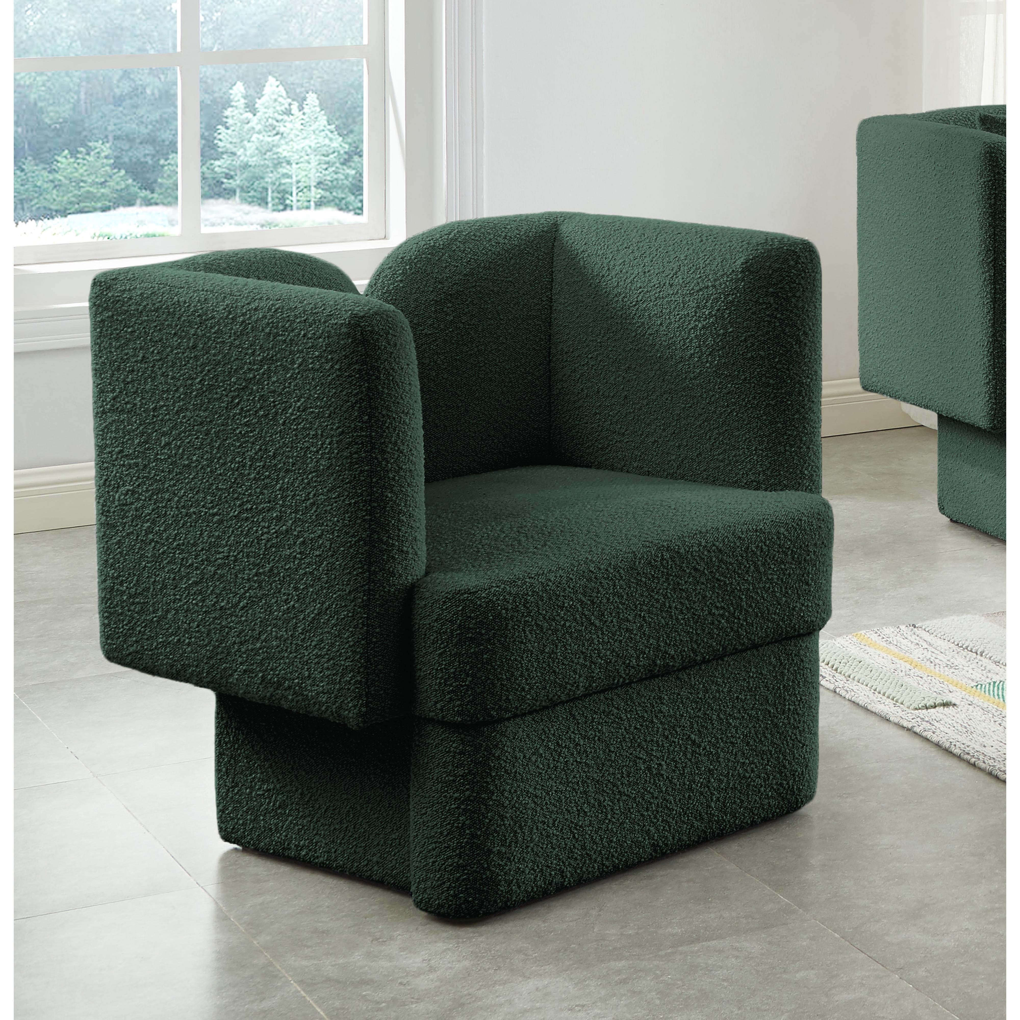 Meridian Marcel Green Boucle Fabric Chair
