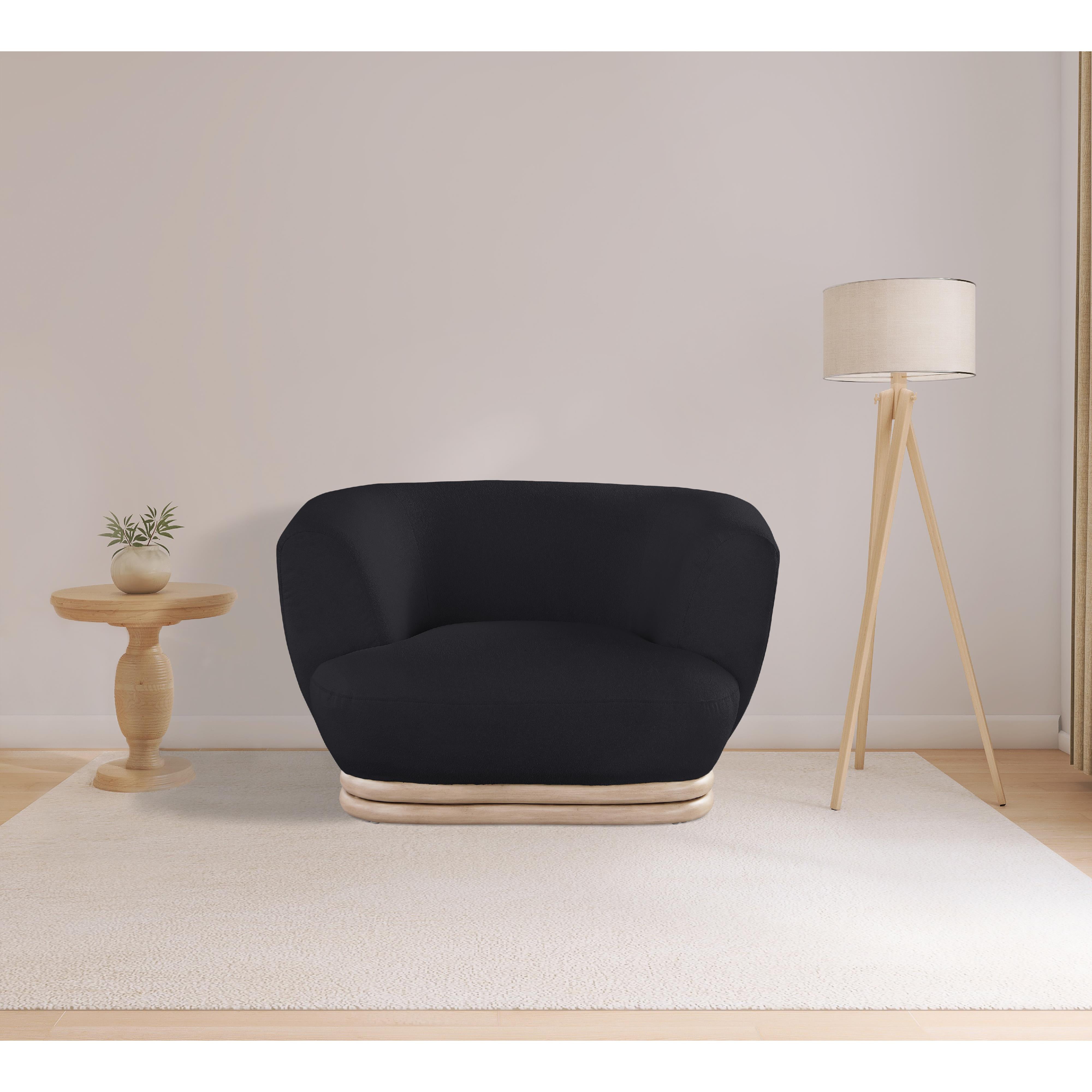 Meridian Kipton Black Boucle Fabric Chair