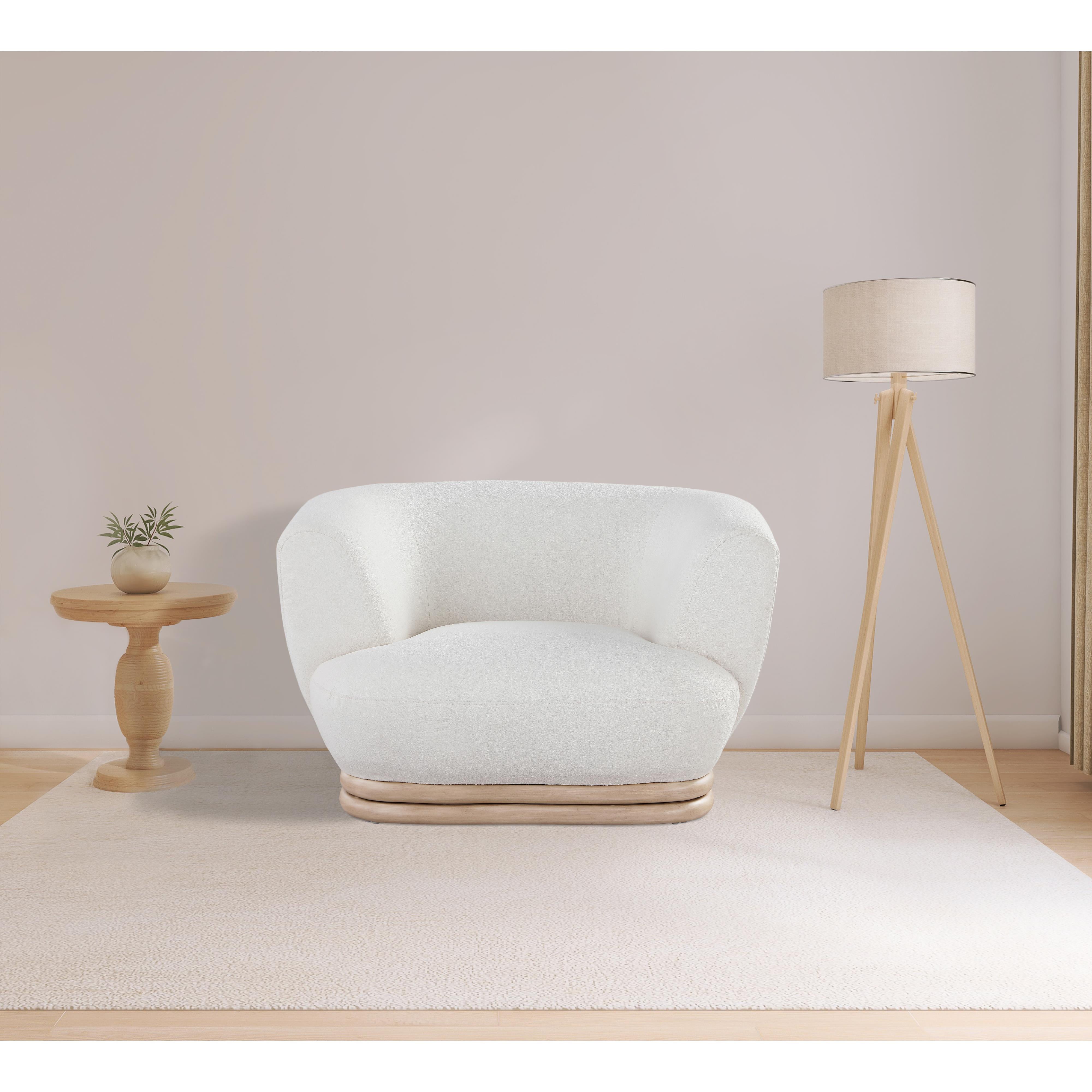 Meridian Kipton Cream Boucle Fabric Chair