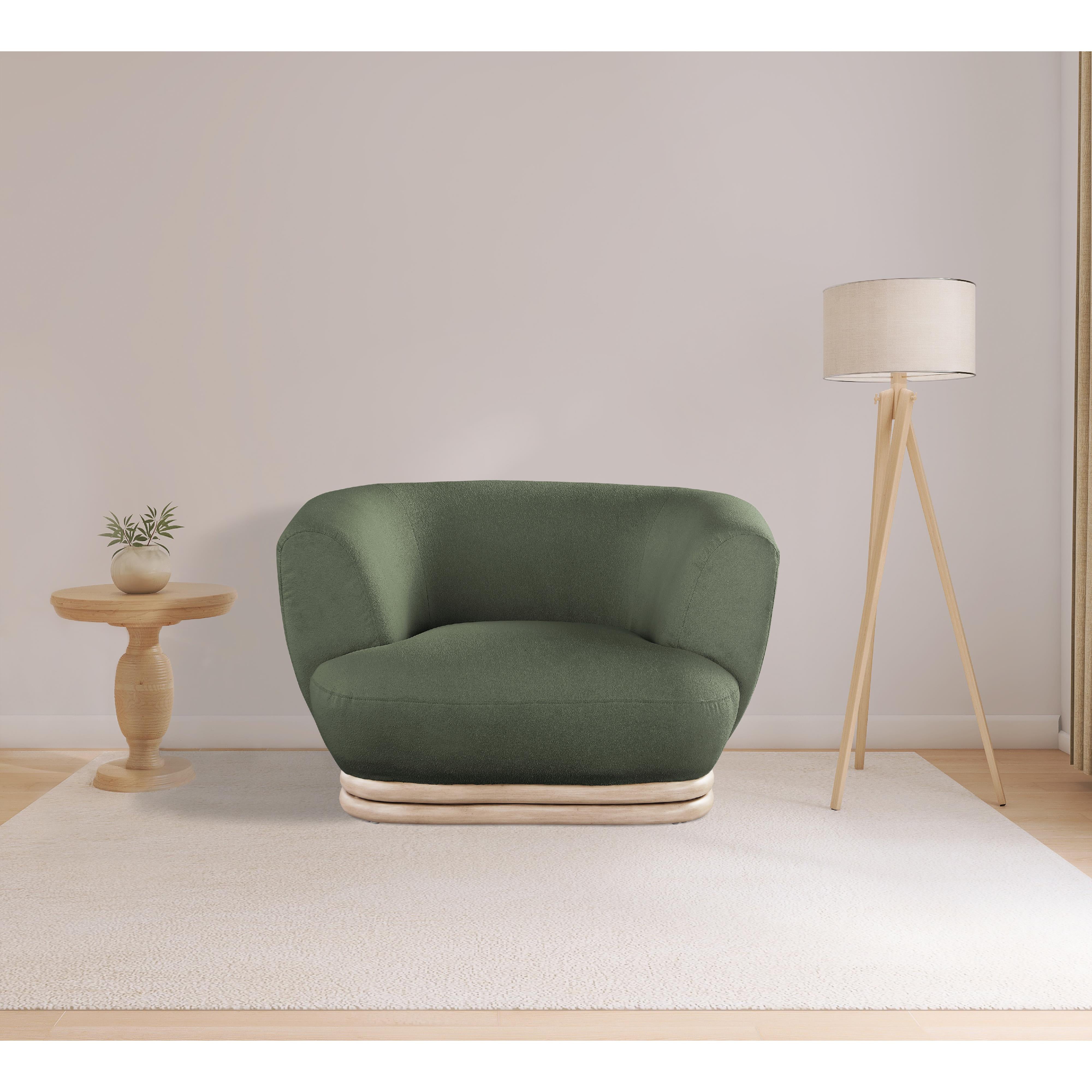 Meridian Kipton Green Boucle Fabric Chair