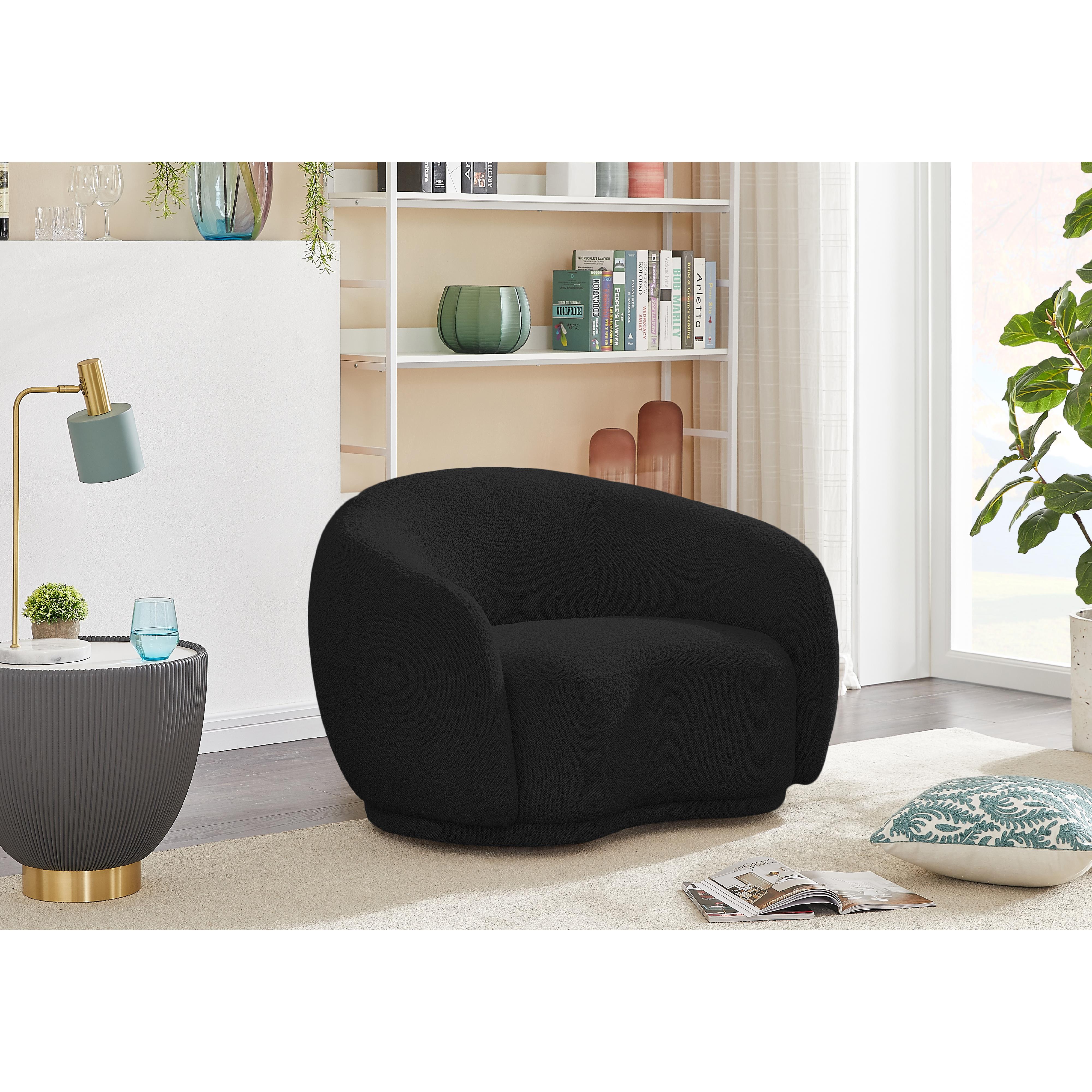 Meridian Hyde Black Boucle Fabric Chair