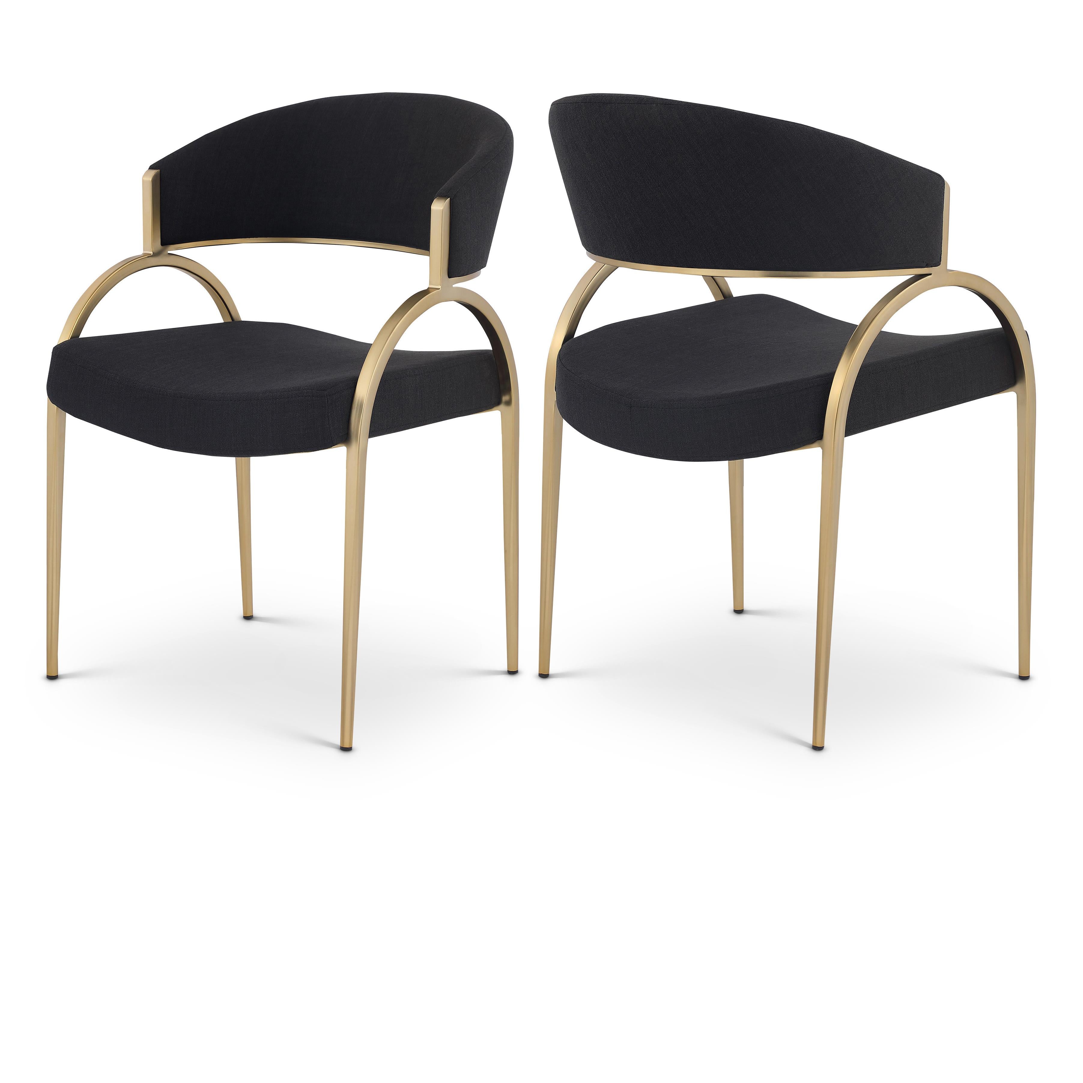 Meridian Privet Black Linen Textured Fabric Dining Chair