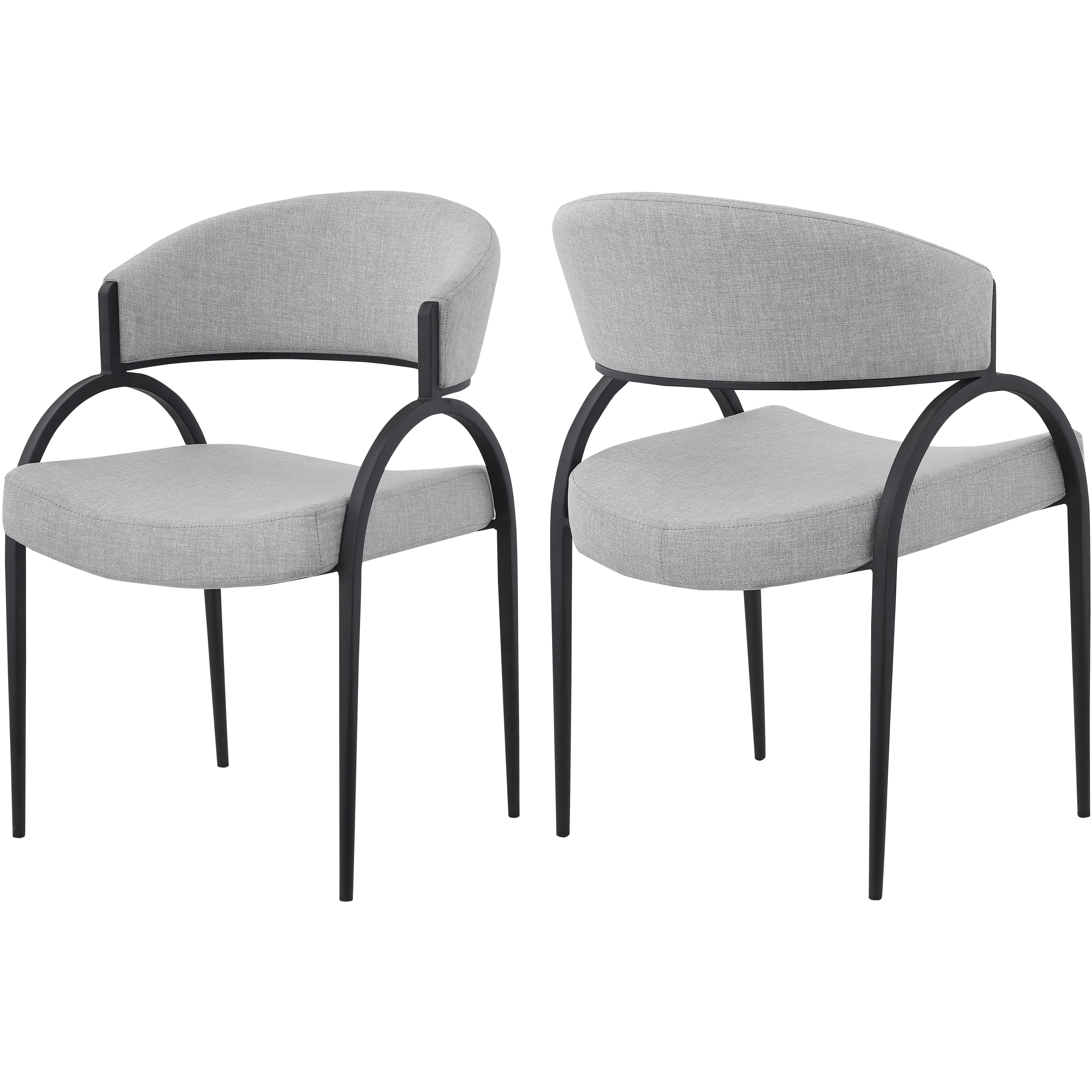 Meridian Privet Grey Linen Textured Fabric Dining Chair