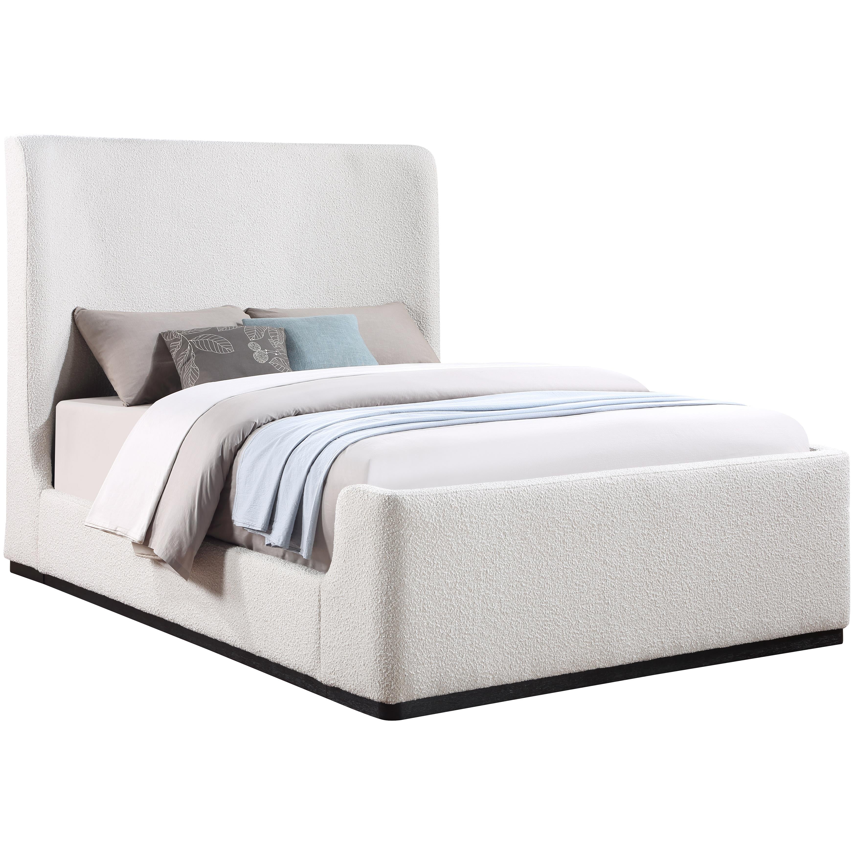 Meridian Oliver Cream Boucle Fabric Full Bed (3 Boxes)