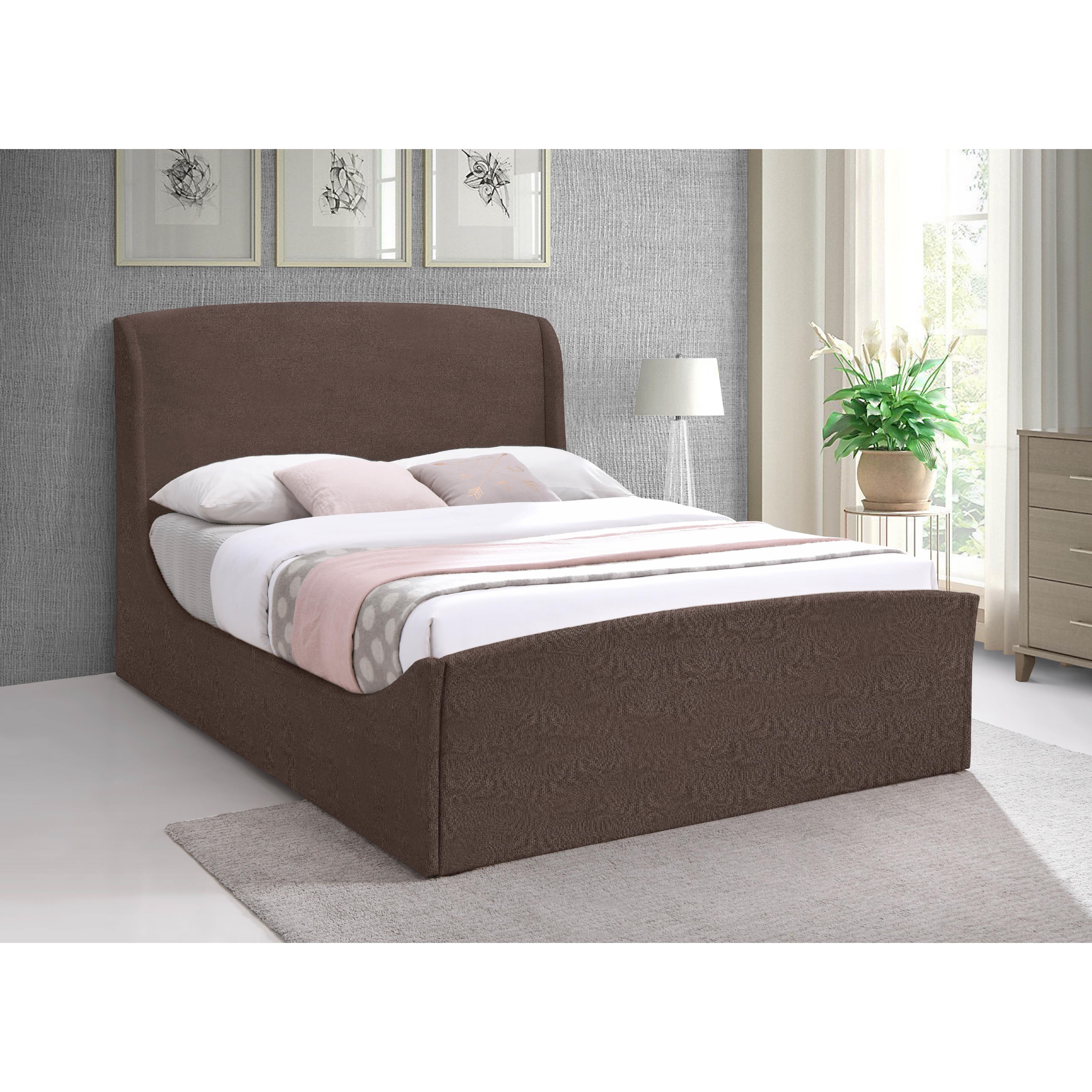 Meridian Tess Brown Velvet King Bed (3 Boxes)