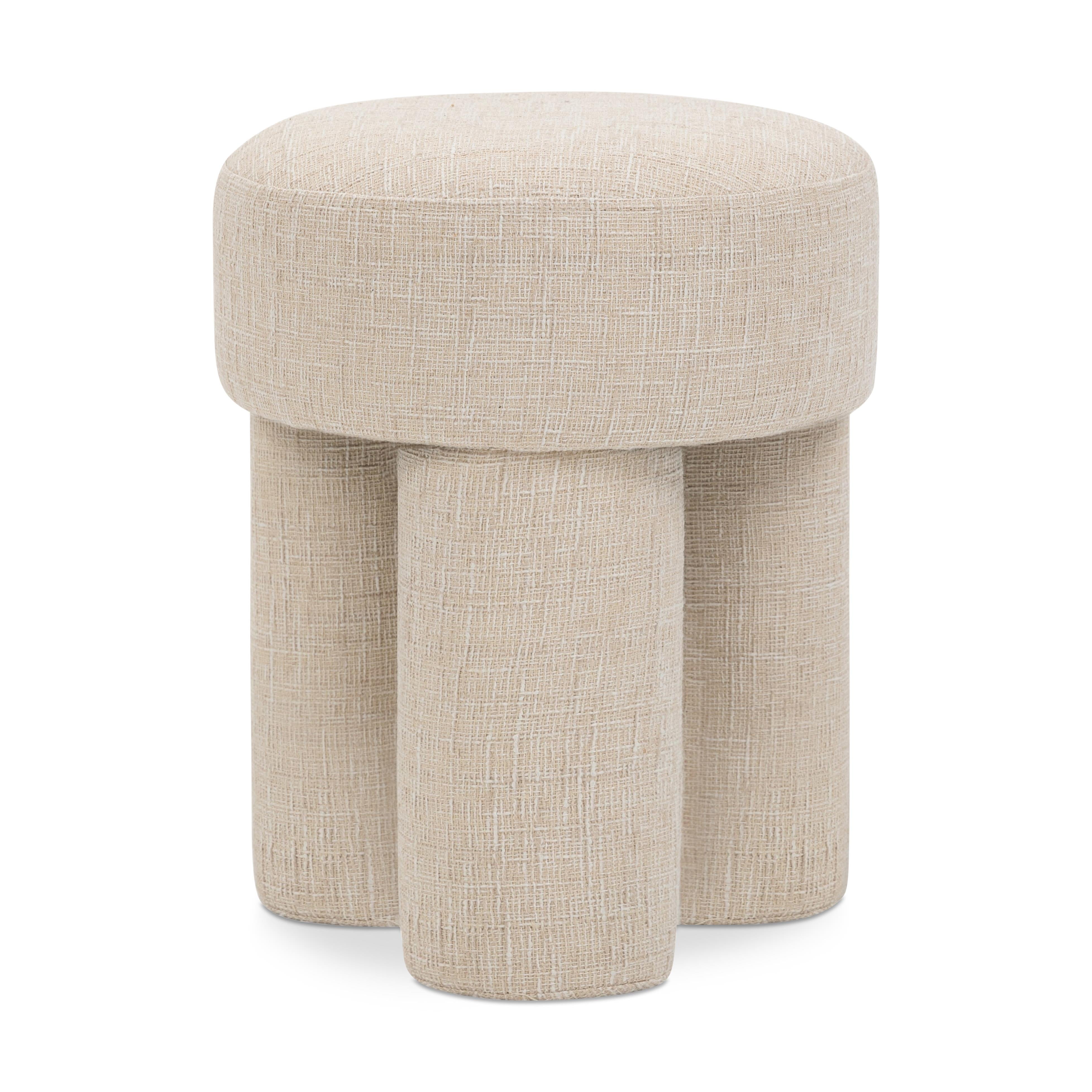 Meridian Larson Beige Polyester Fabric Ottoman/Stool