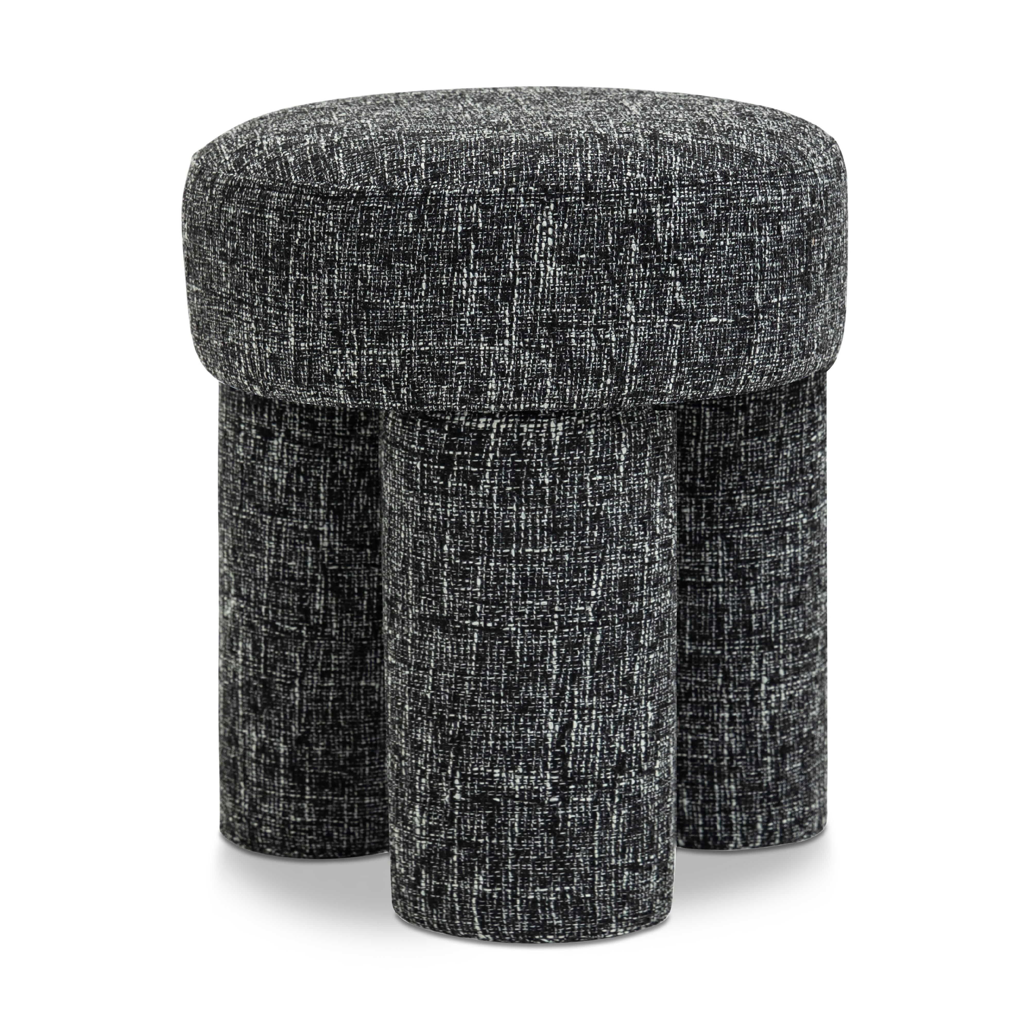Meridian Larson Black Polyester Fabric Ottoman/Stool