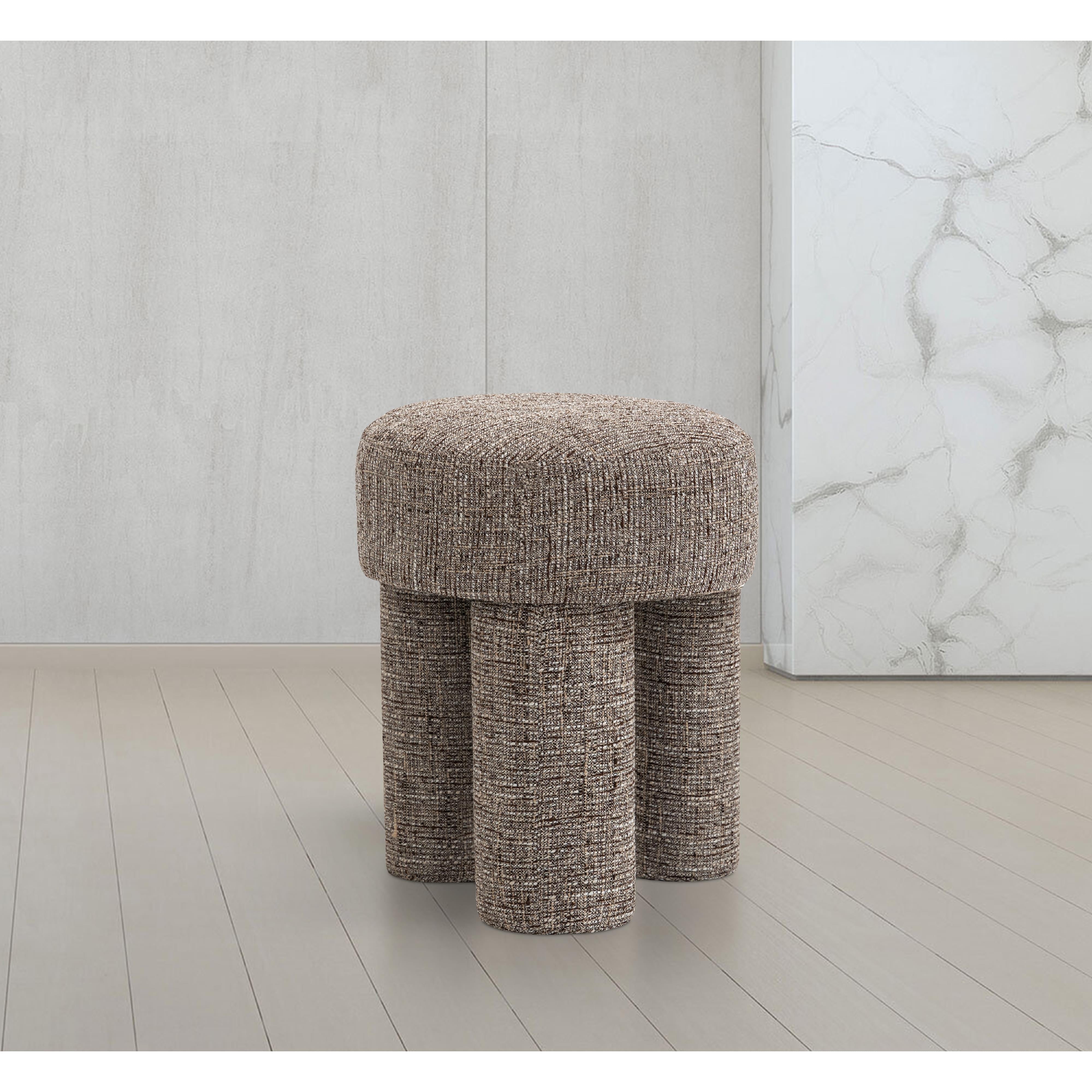Meridian Larson Brown Polyester Fabric Ottoman/Stool