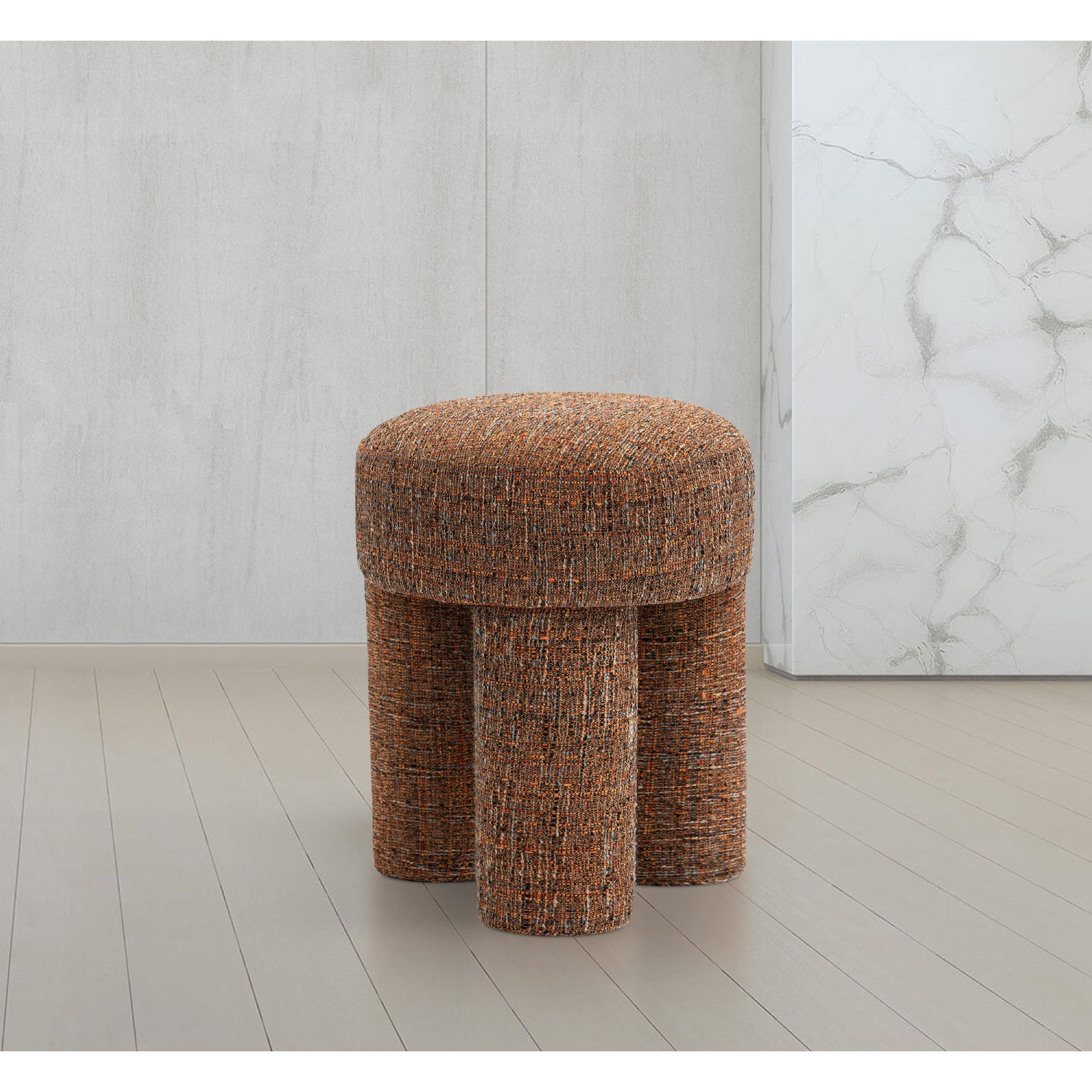 Meridian Larson Cognac Polyester Fabric Ottoman/Stool