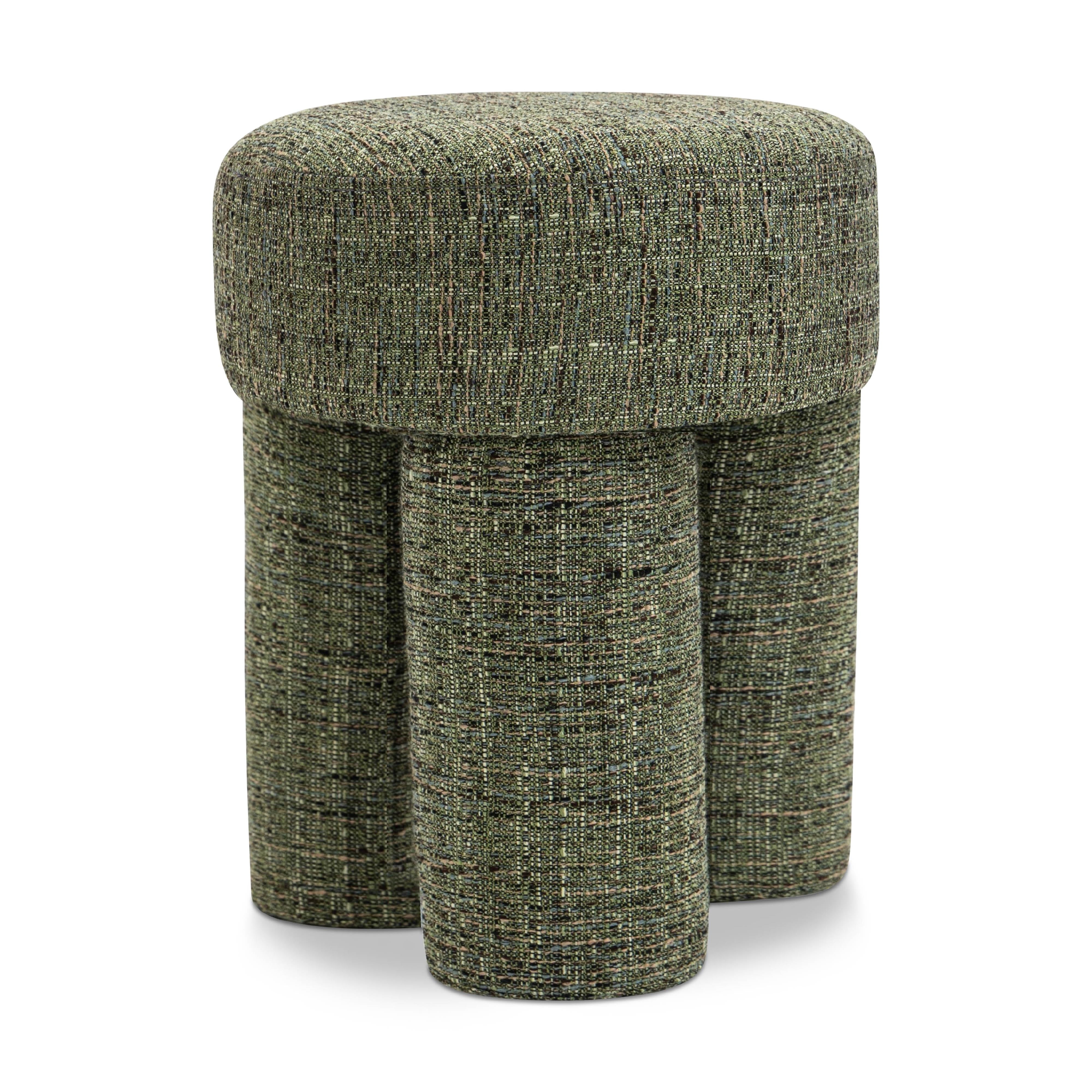 Meridian Larson Green Polyester Fabric Ottoman/Stool