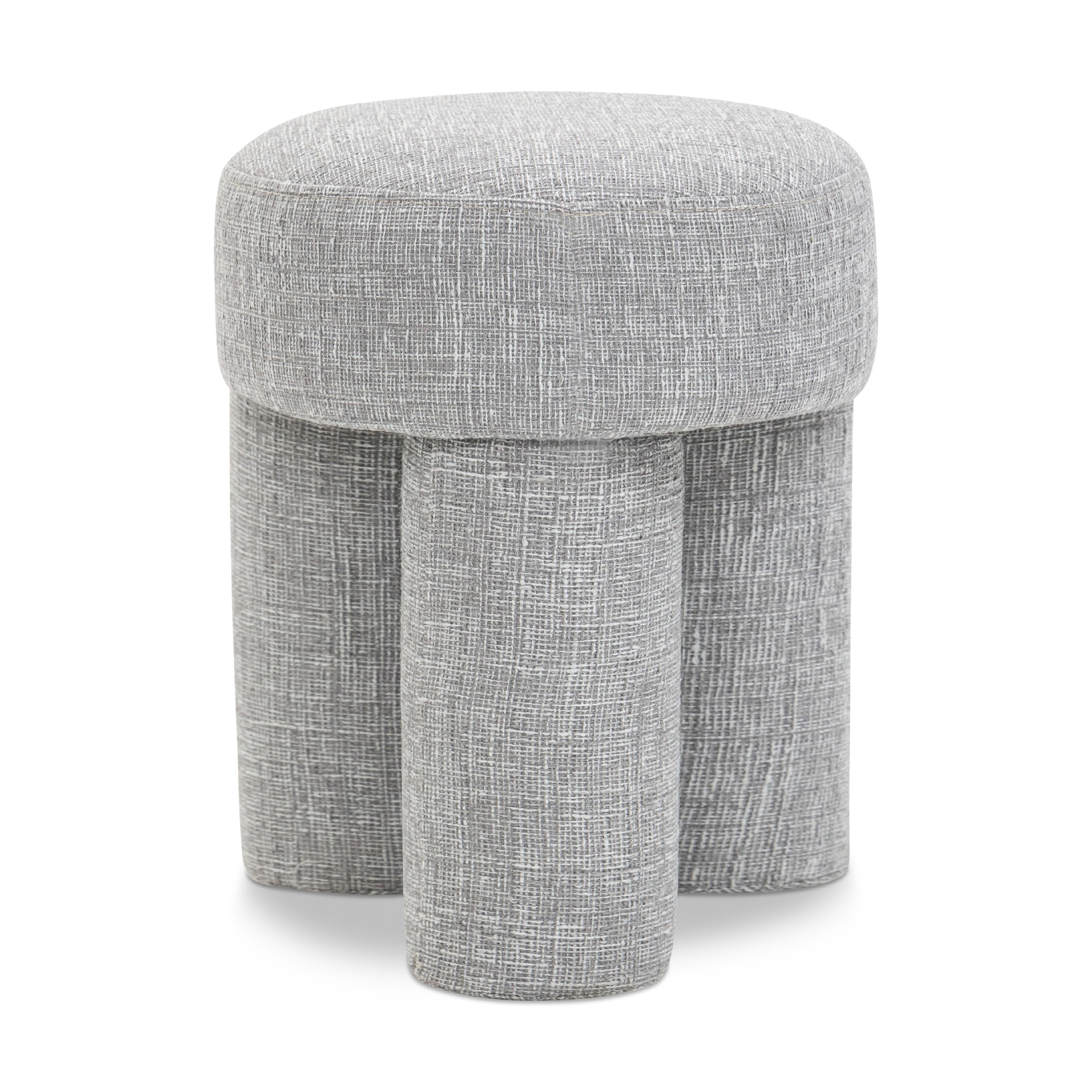 Meridian Larson Grey Polyester Fabric Ottoman/Stool