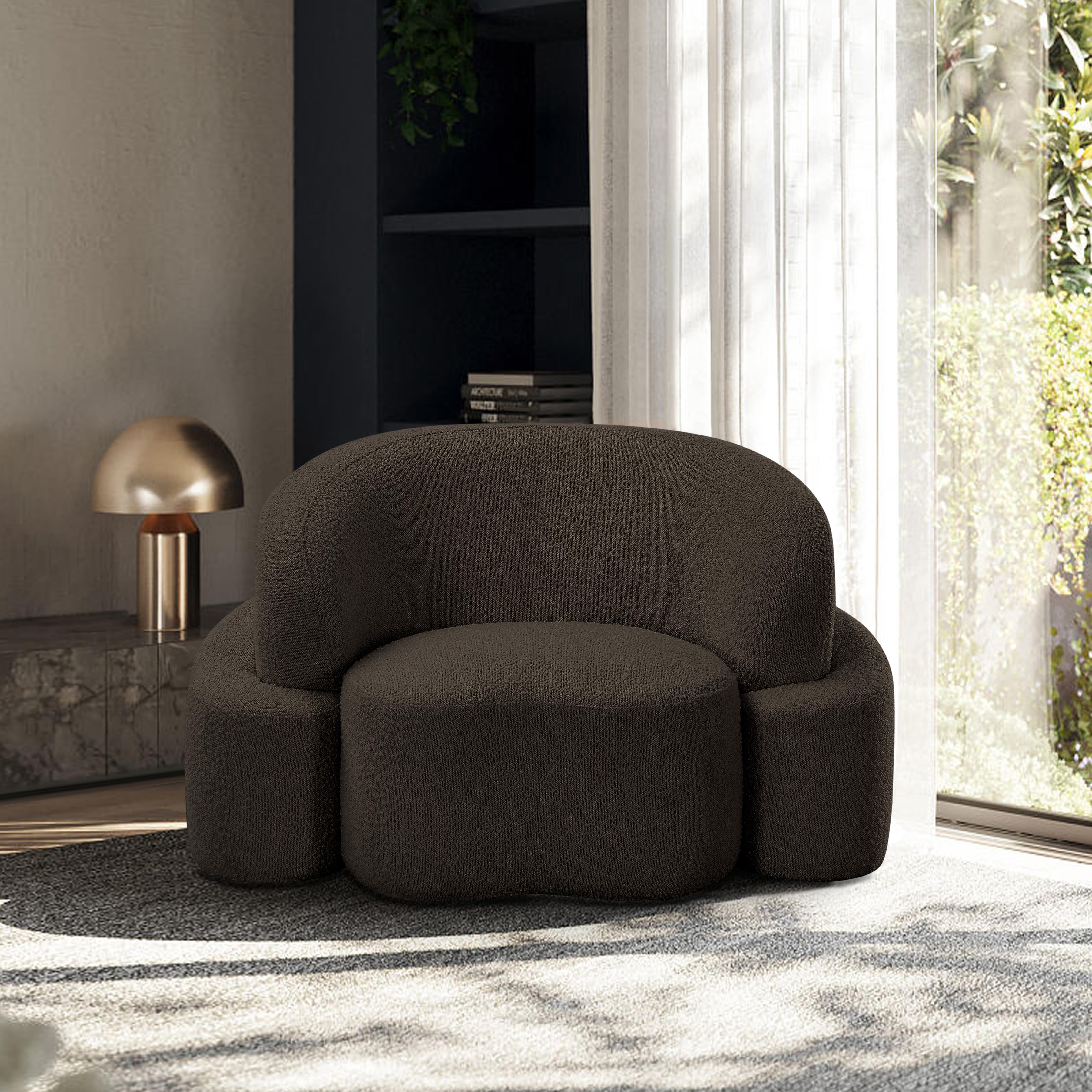 Meridian Principessa Brown Boucle Fabric Chair