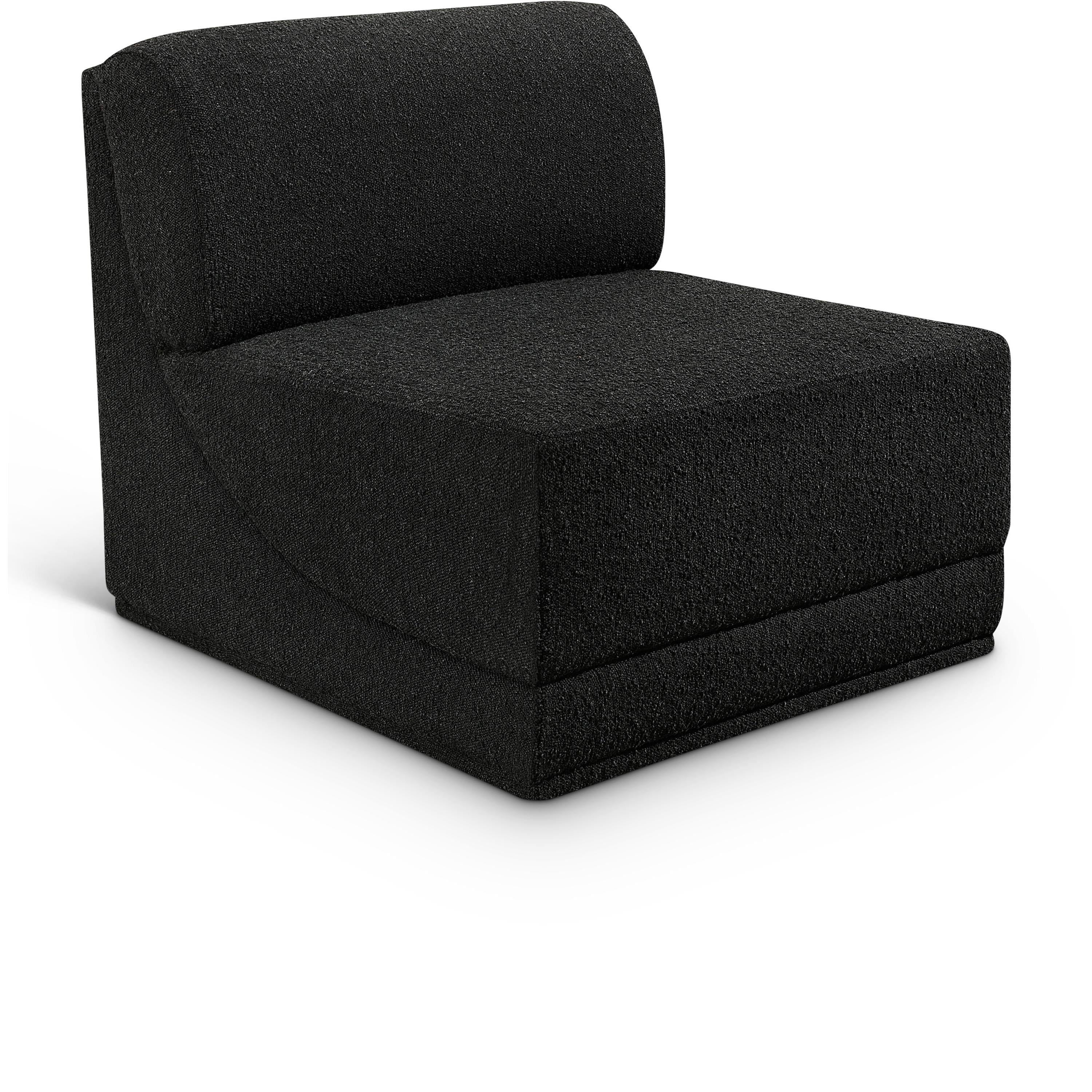 Meridian Ollie Black Boucle Fabric Armless