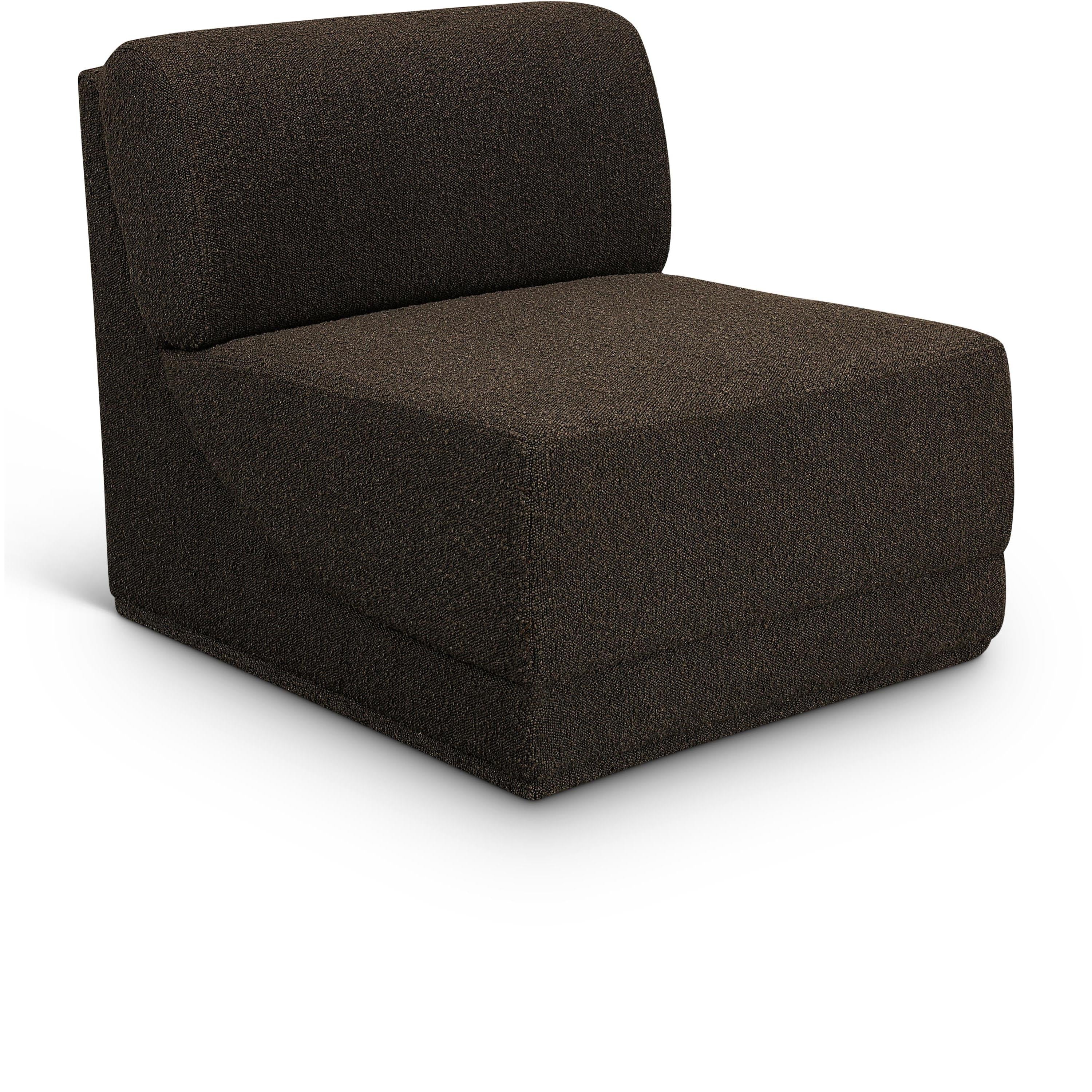 Meridian Ollie Brown Boucle Fabric Armless