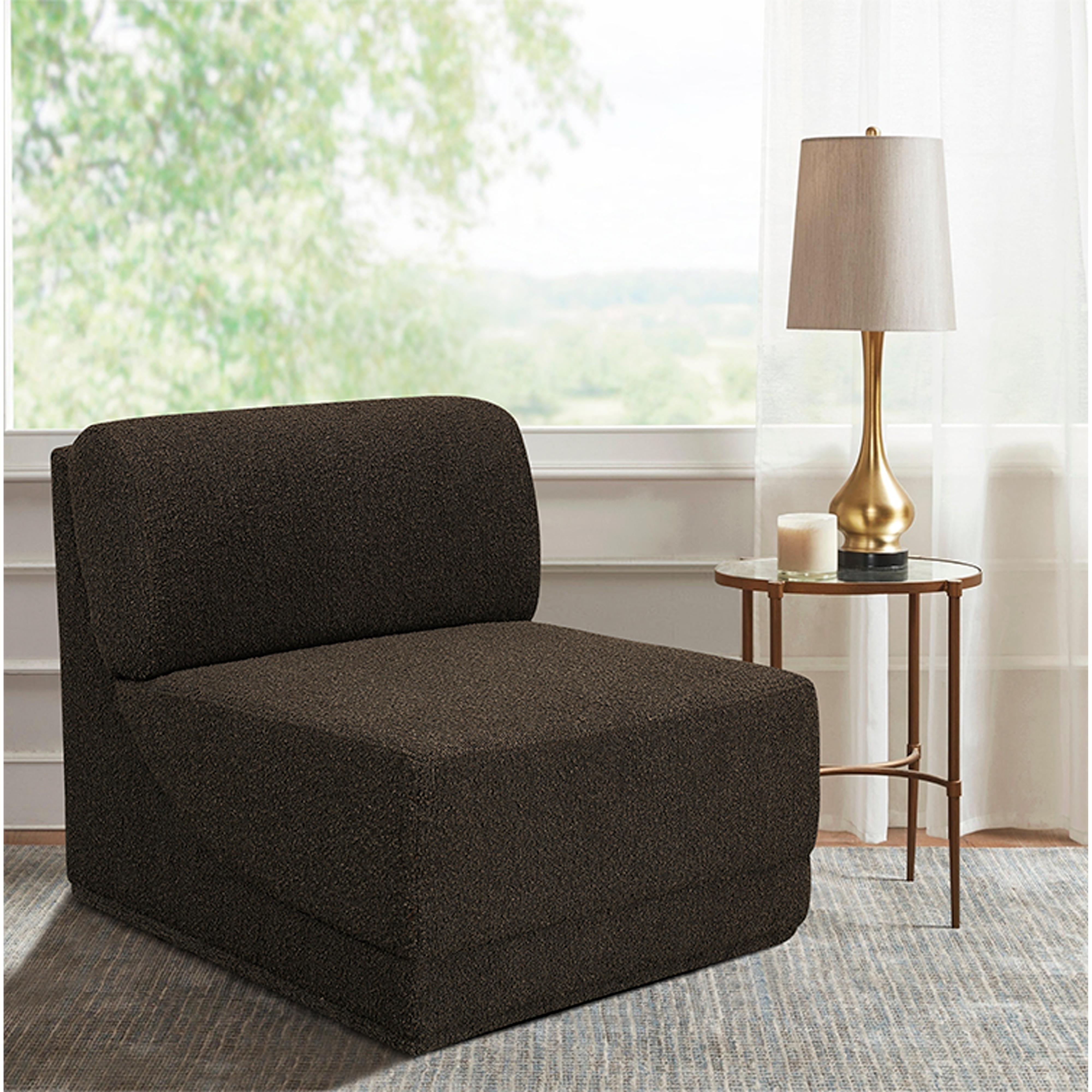 Meridian Ollie Brown Boucle Fabric Armless