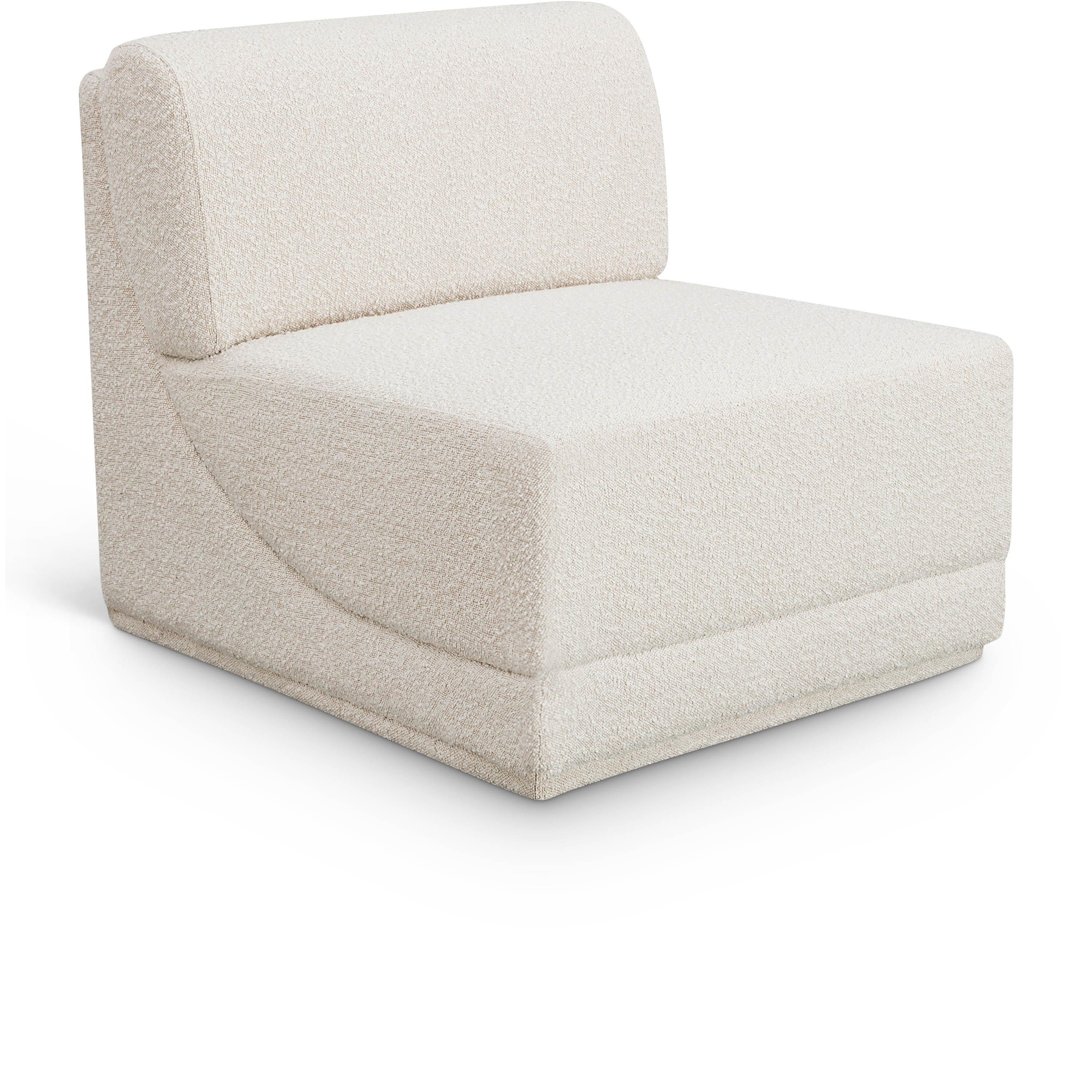 Meridian Ollie Cream Boucle Fabric Armless