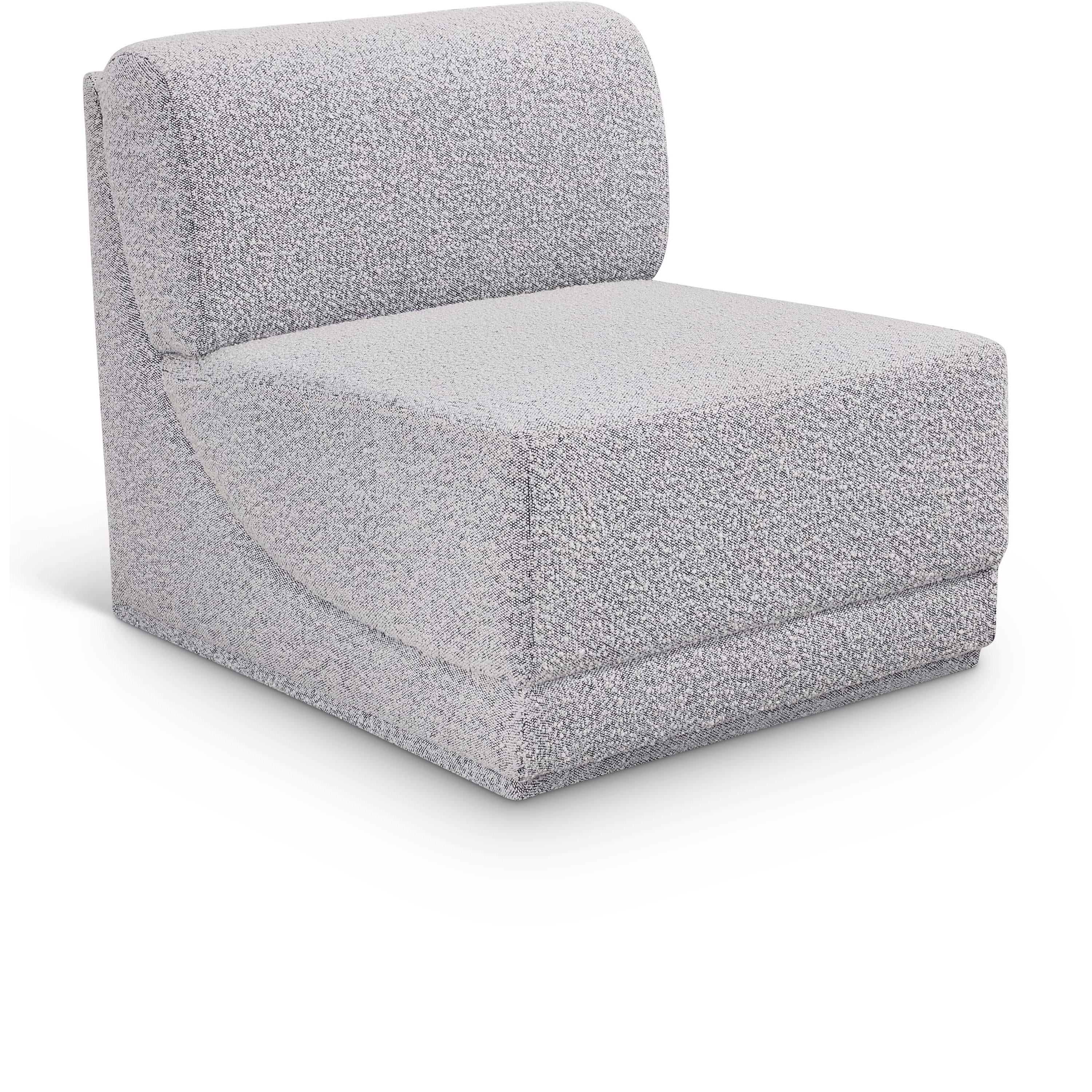 Meridian Ollie Grey Boucle Fabric Armless