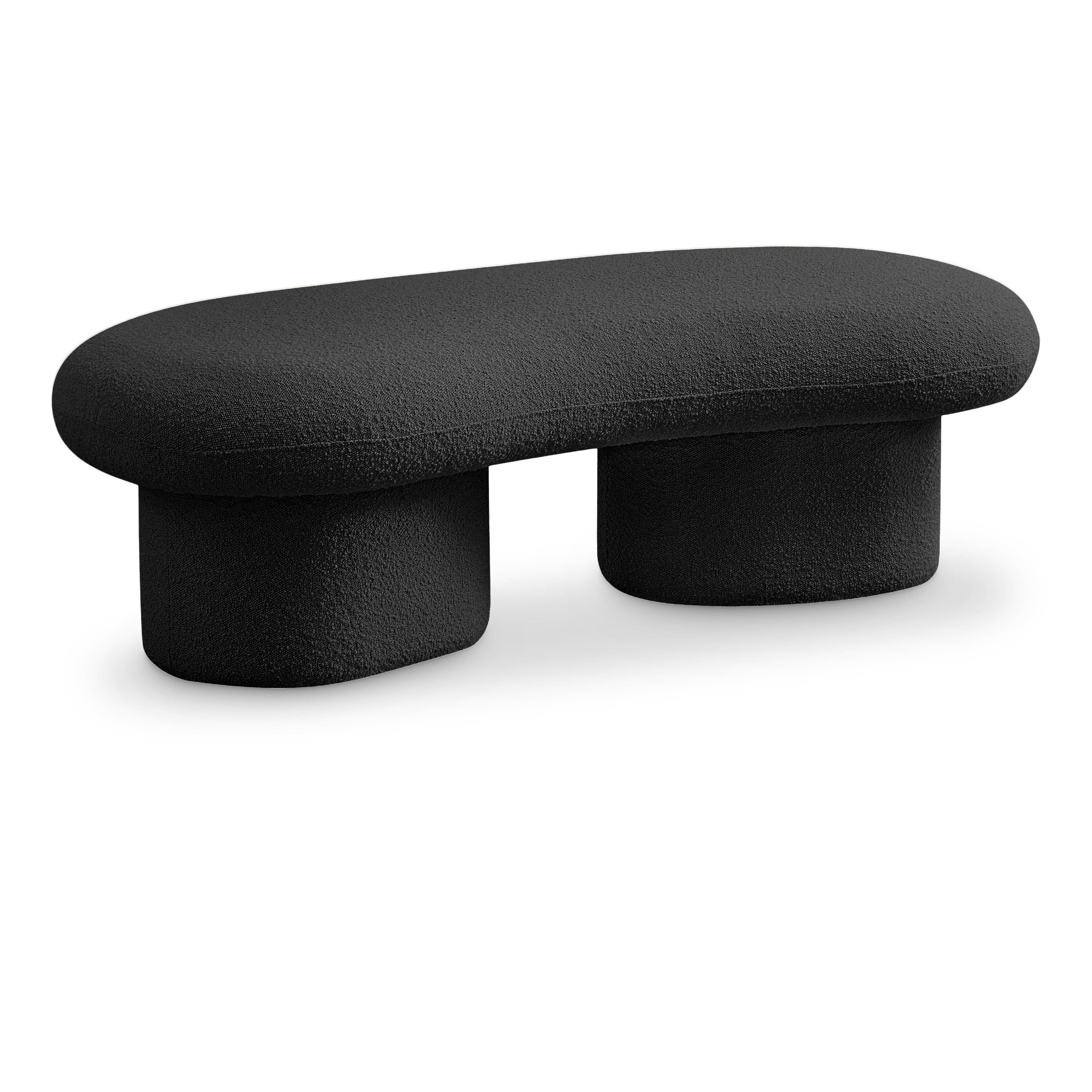 Meridian Luka Black Boucle Fabric Bench