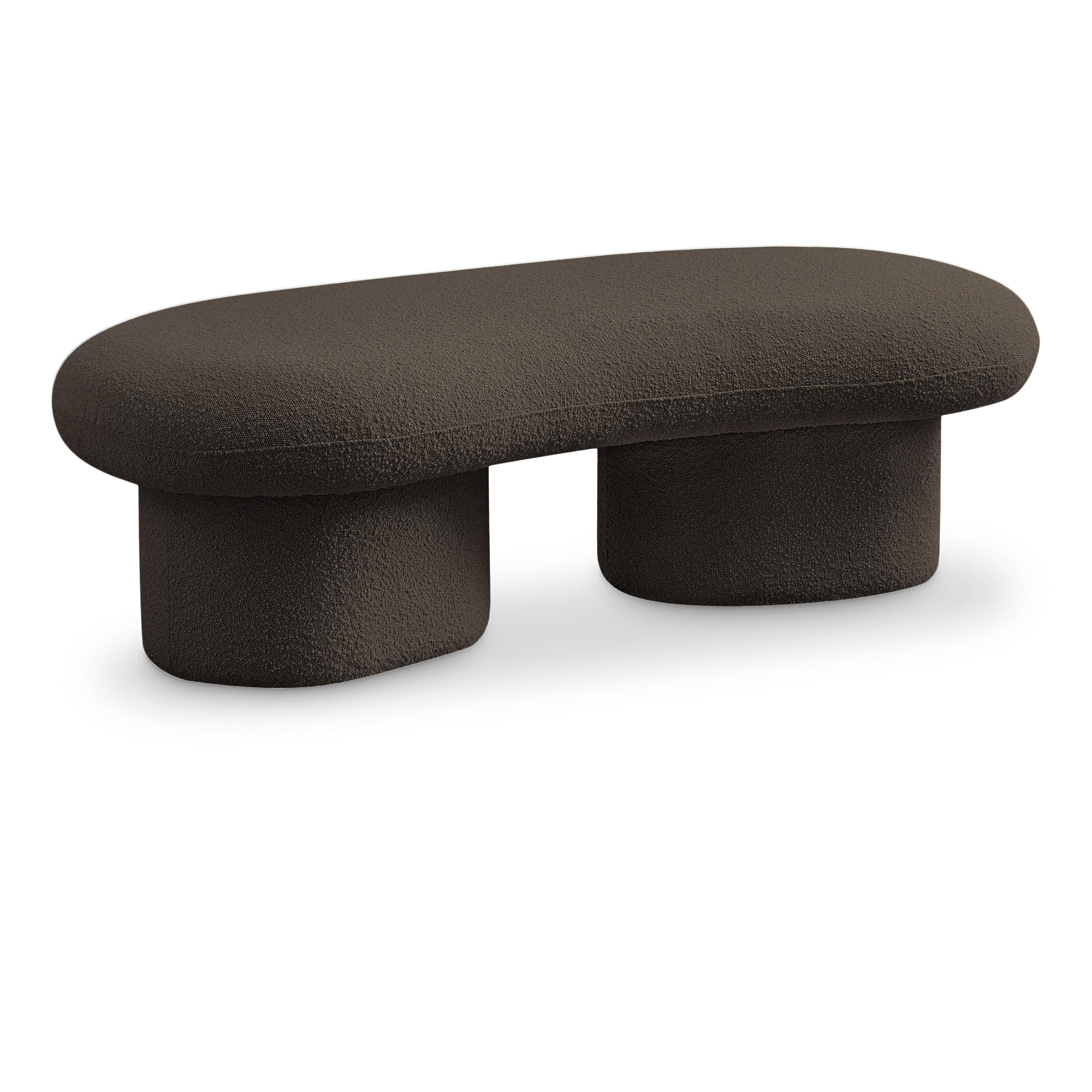 Meridian Luka Brown Boucle Fabric Bench