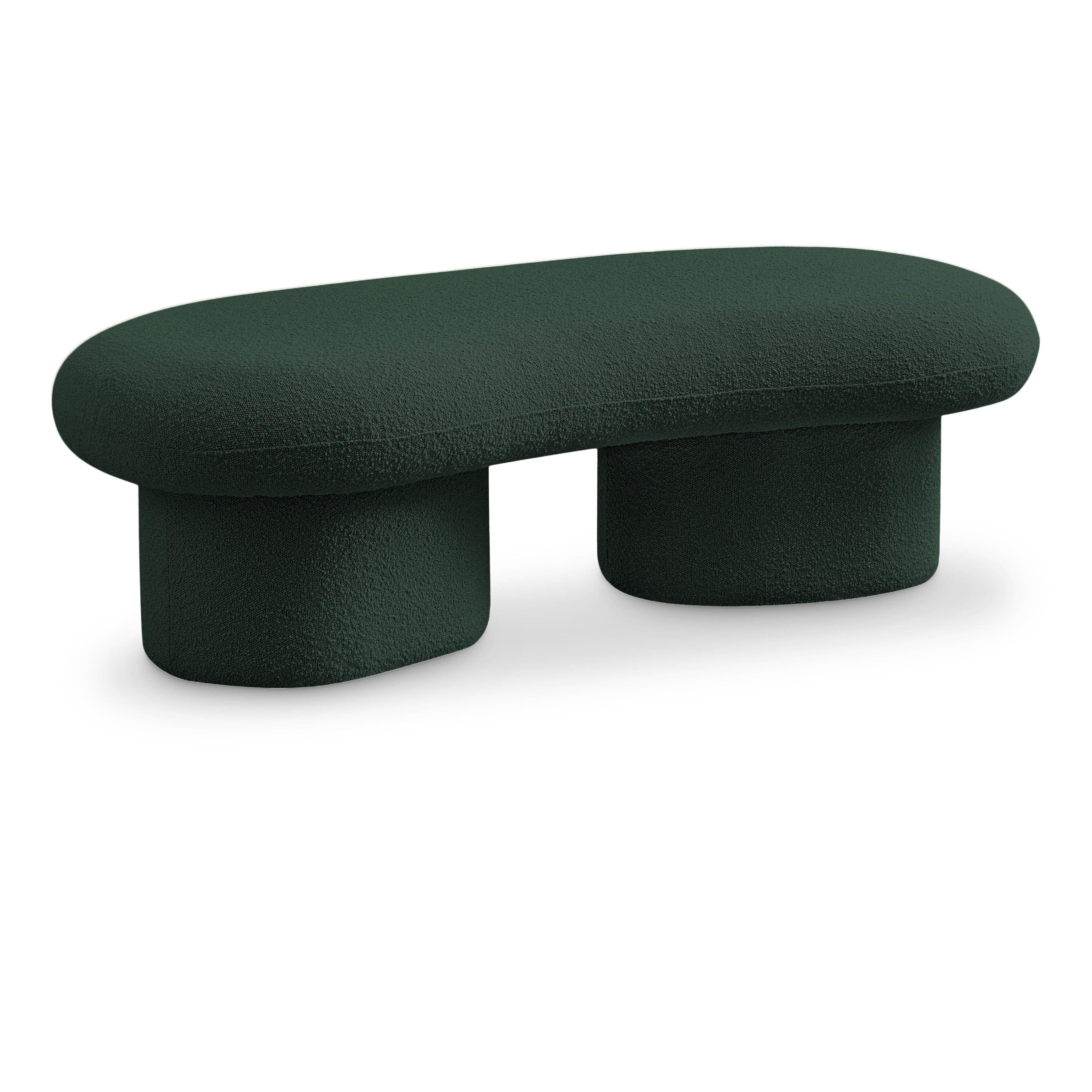 Meridian Luka Green Boucle Fabric Bench
