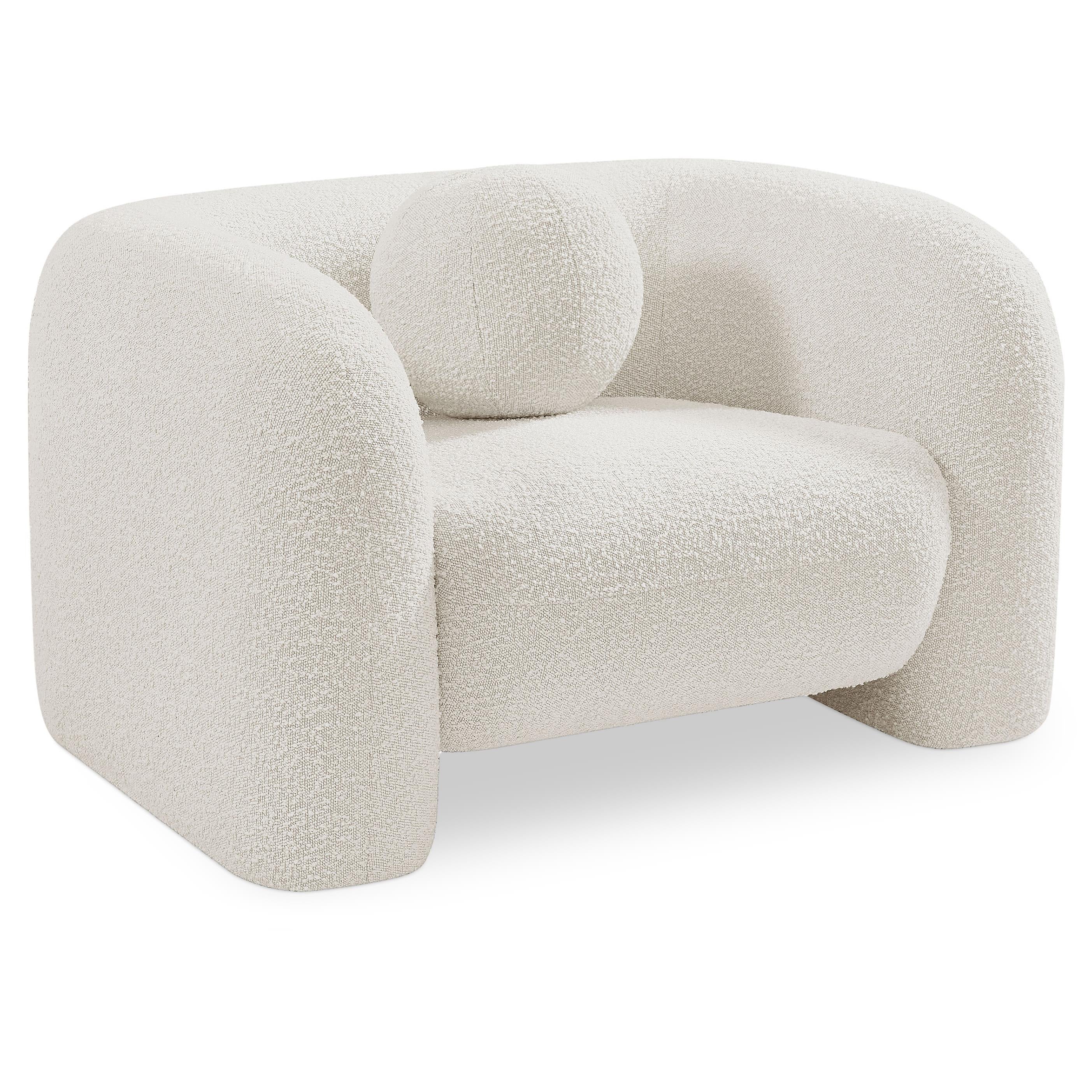 Meridian Emory Cream Boucle Fabric Chair