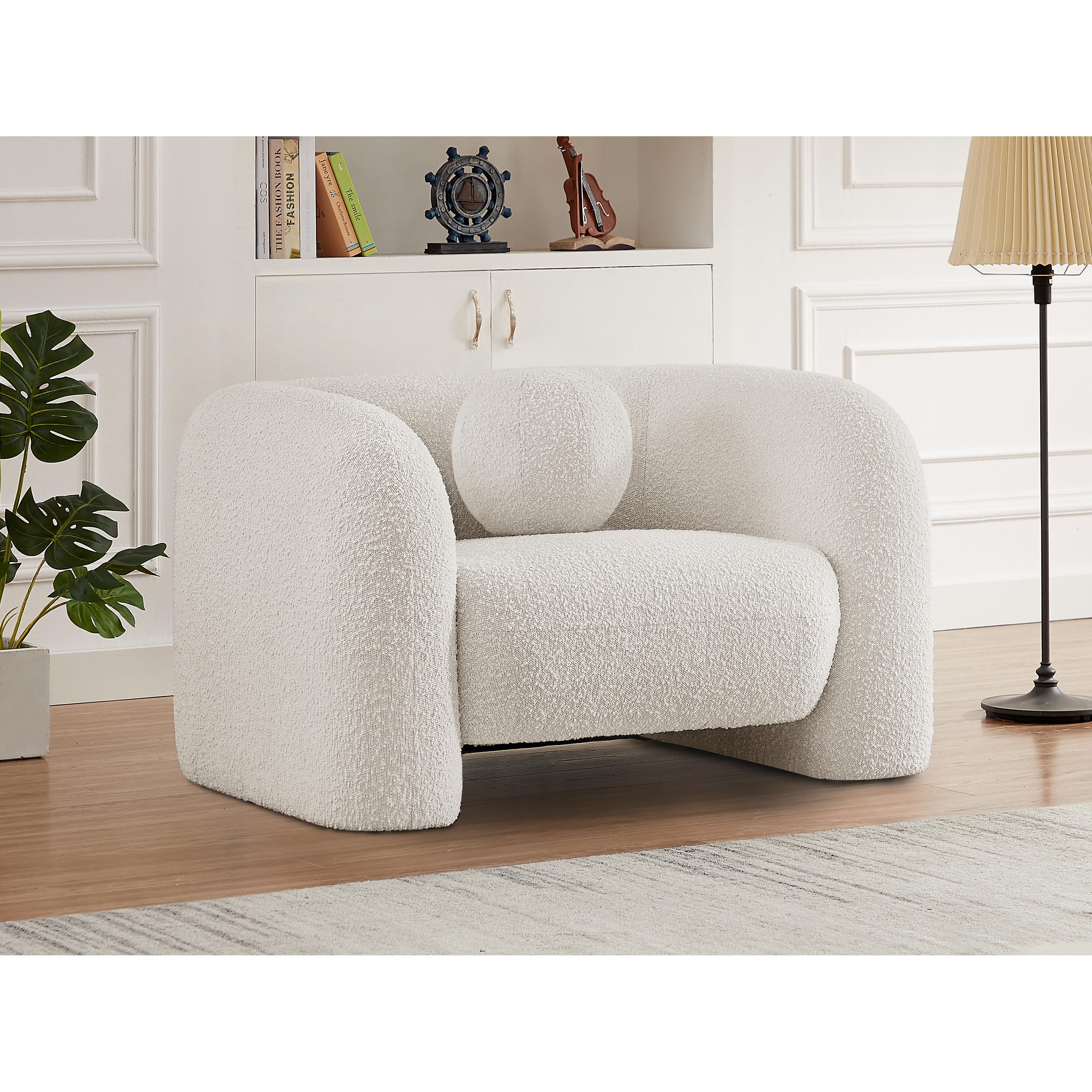 Meridian Emory Cream Boucle Fabric Chair