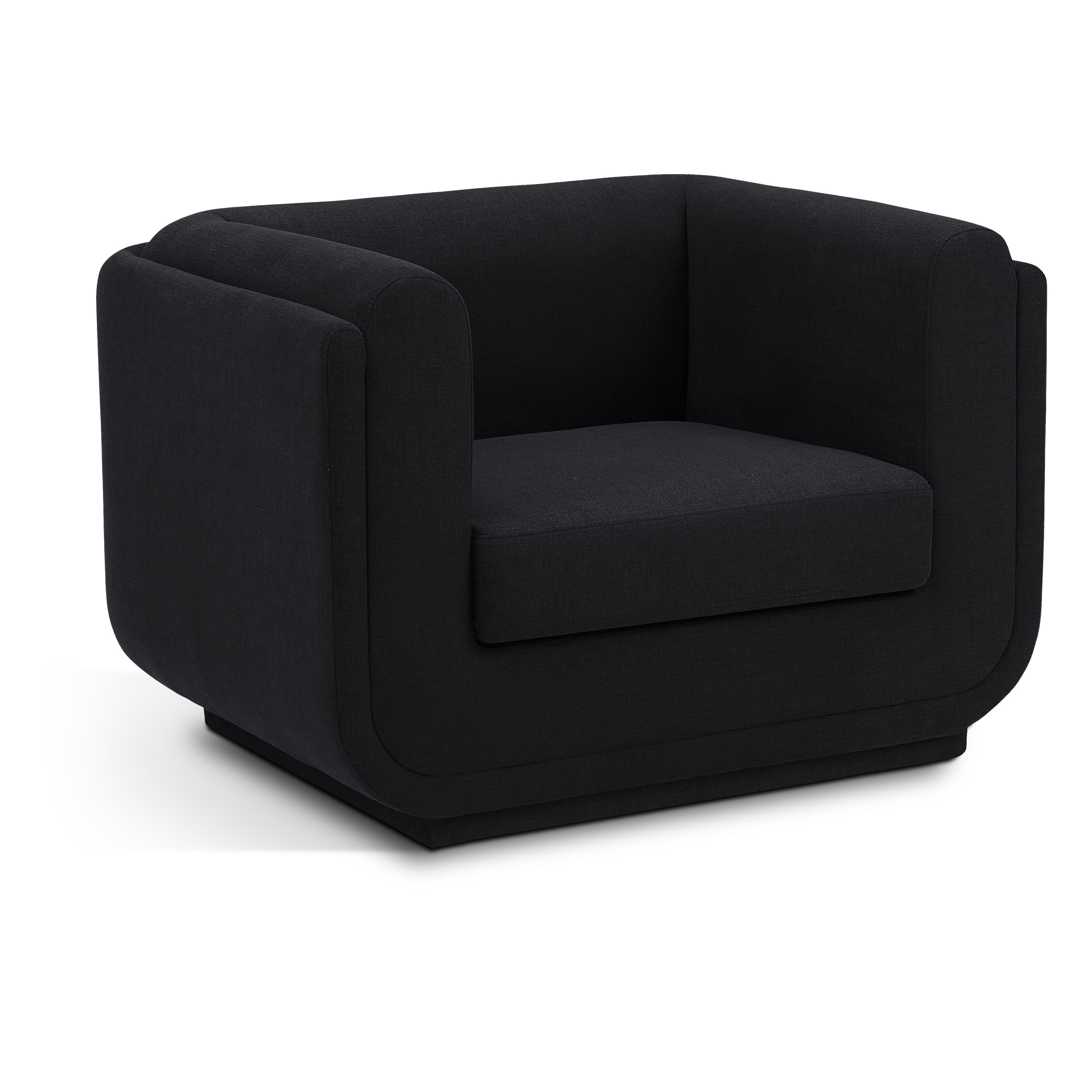 Meridian Kimora Black Linen Textured Fabric Chair