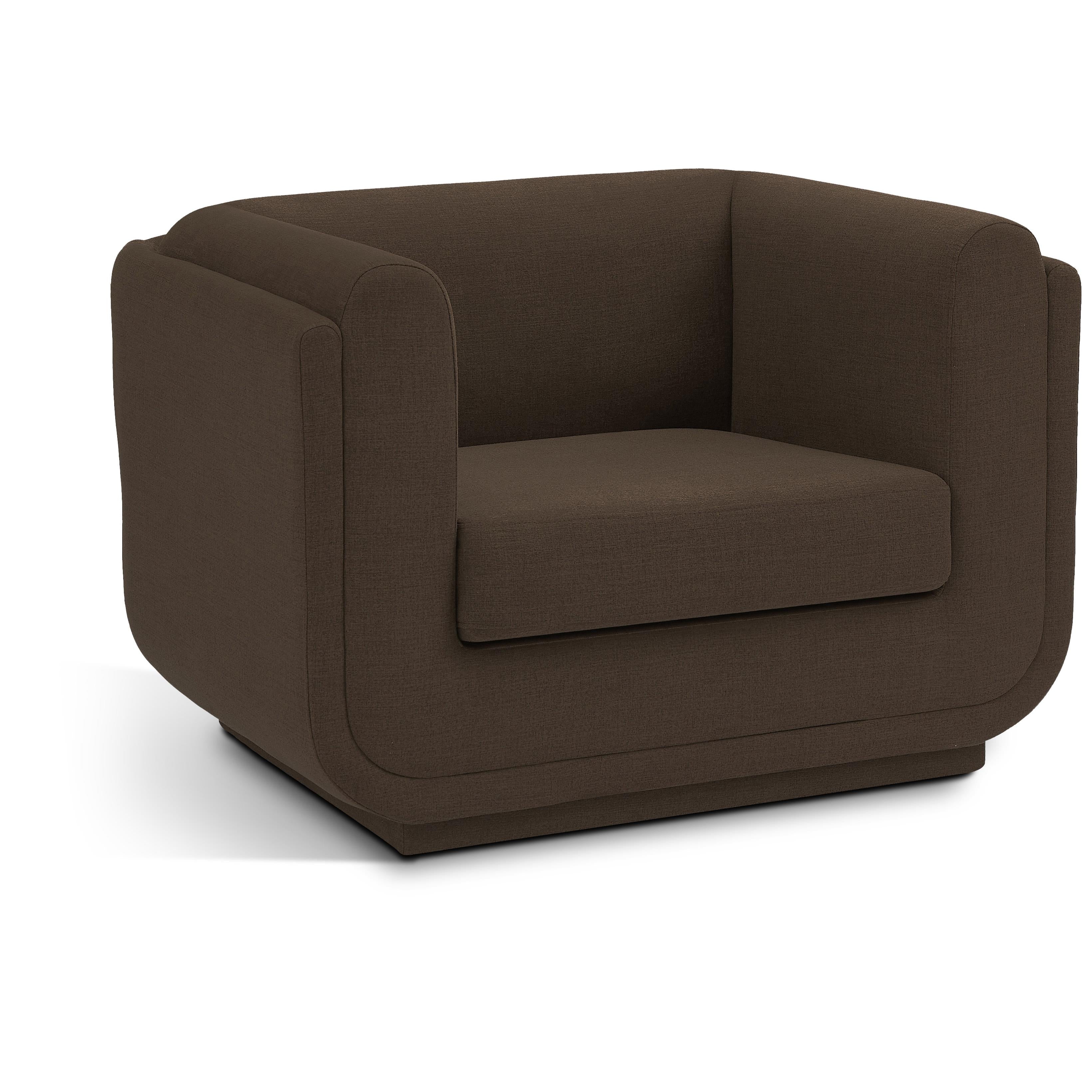 Meridian Kimora Brown Linen Textured Fabric Chair
