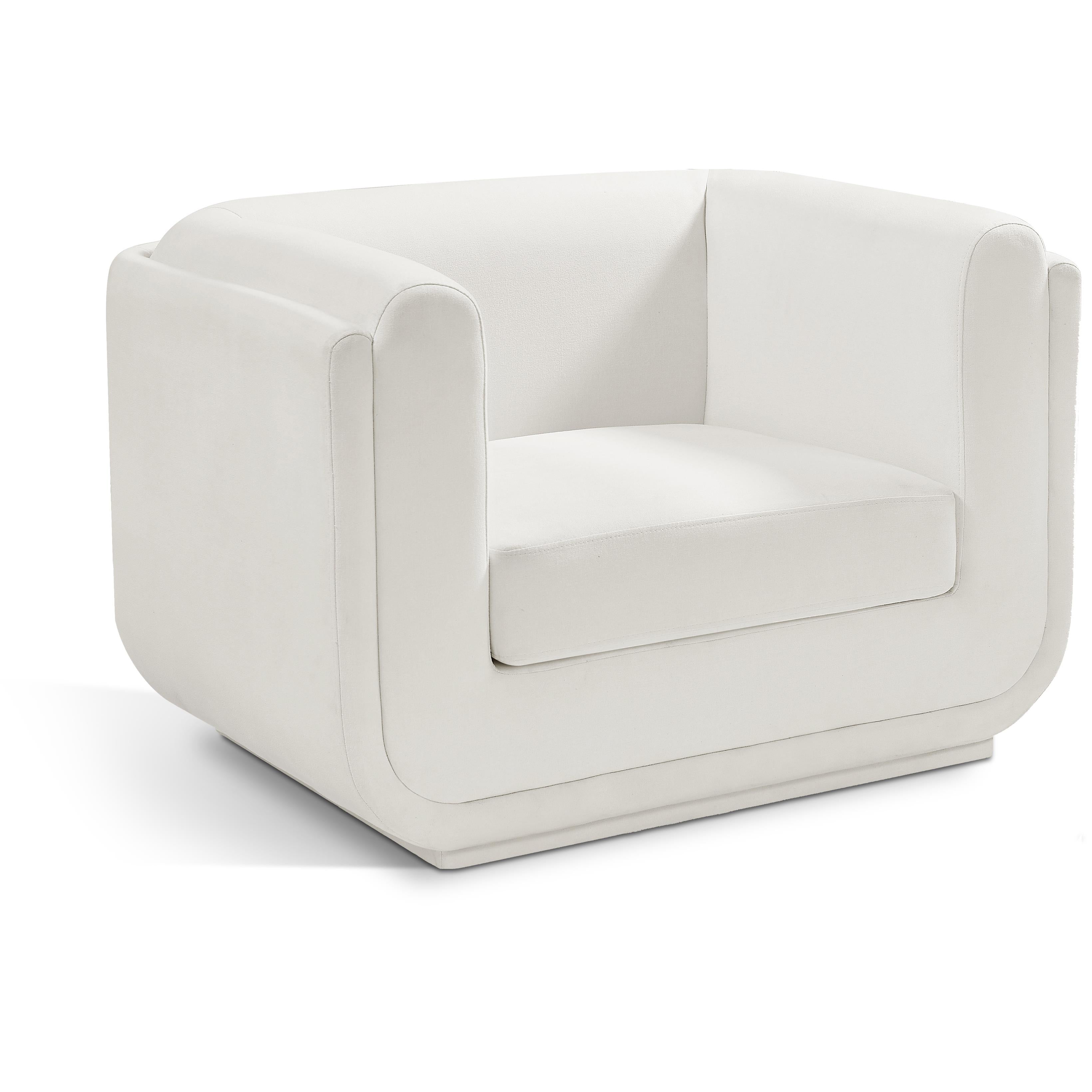 Meridian Kimora Cream Linen Textured Fabric Chair