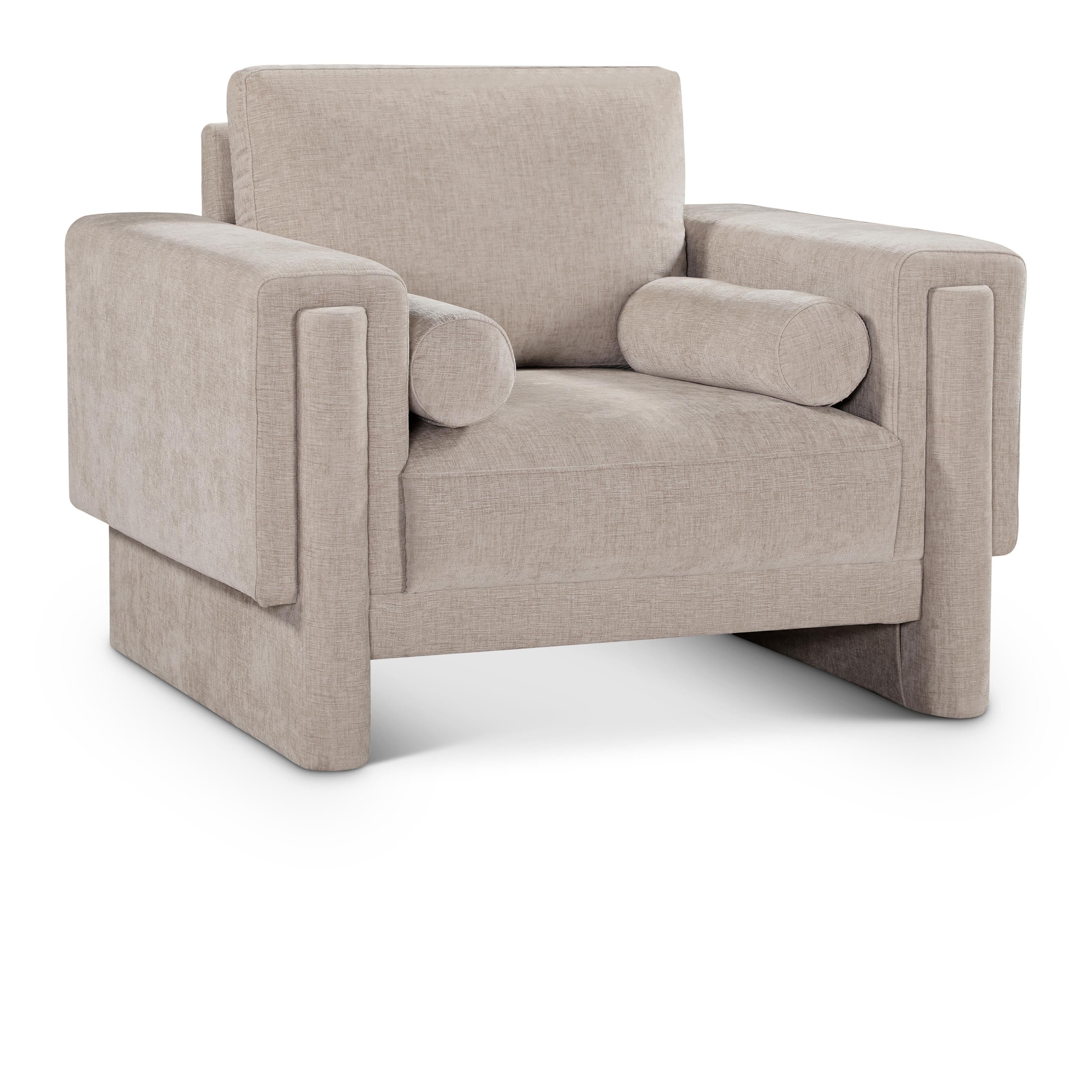 Meridian Madeline Beige Chenille Fabric Chair