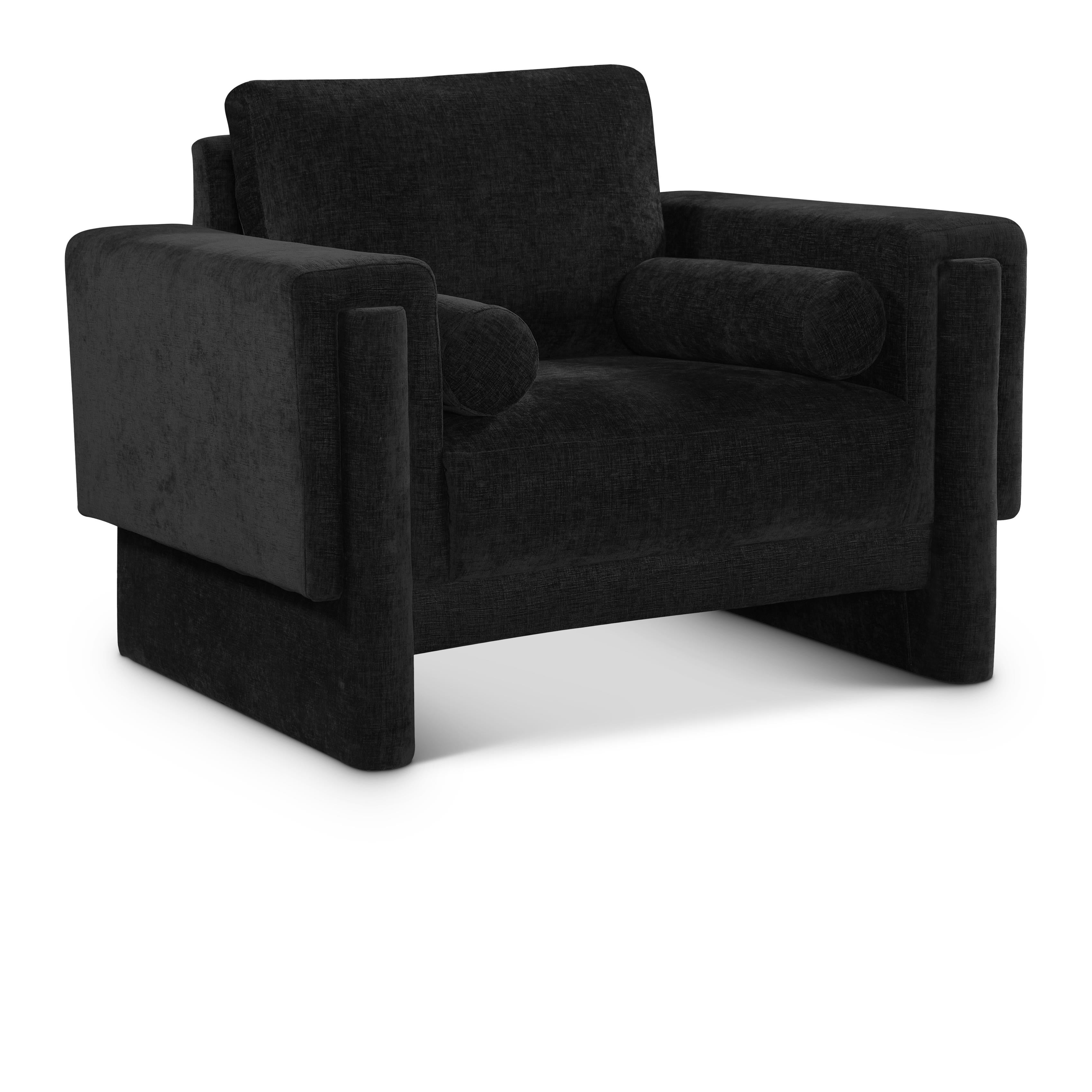Meridian Madeline Black Chenille Fabric Chair