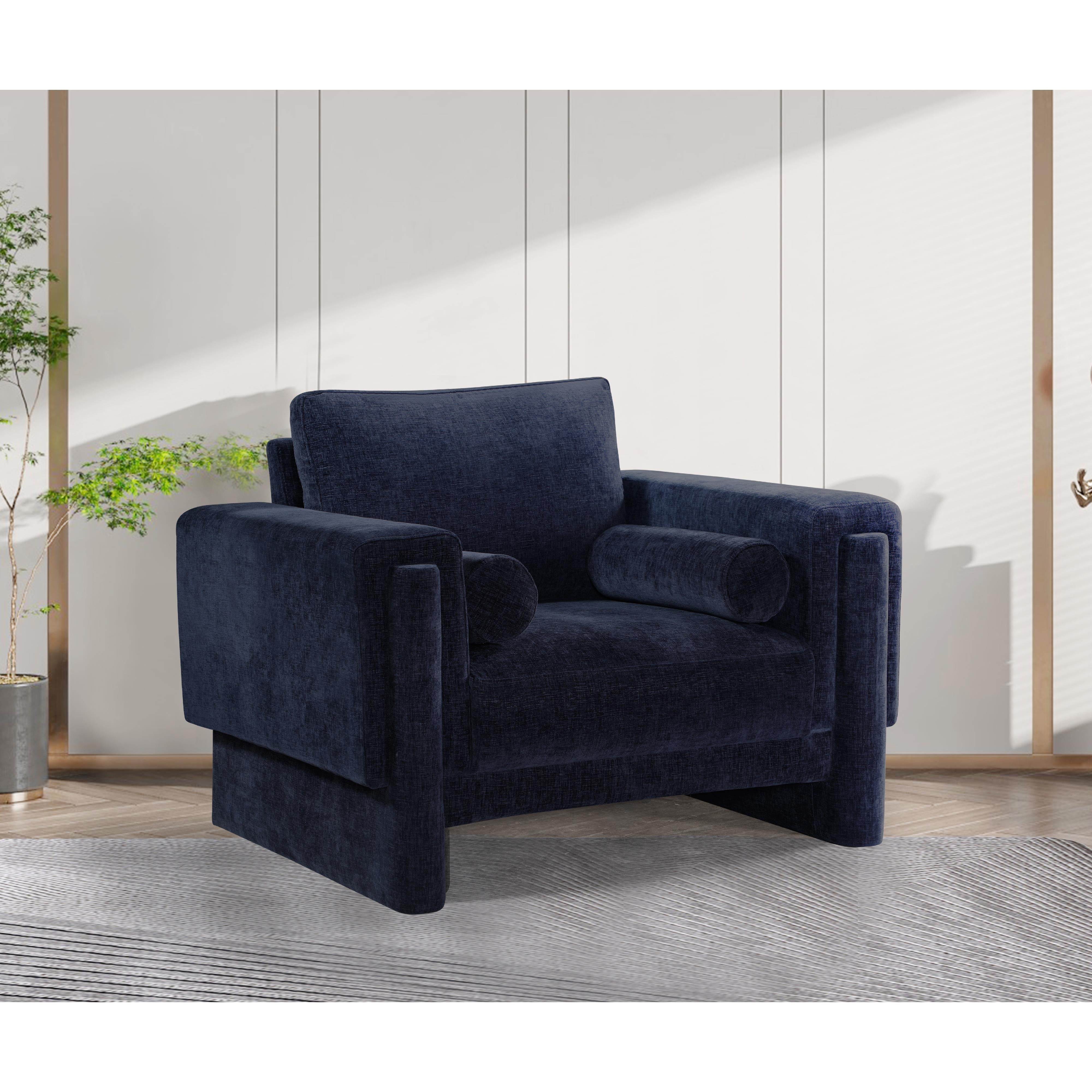 Meridian Madeline Navy Chenille Fabric Chair