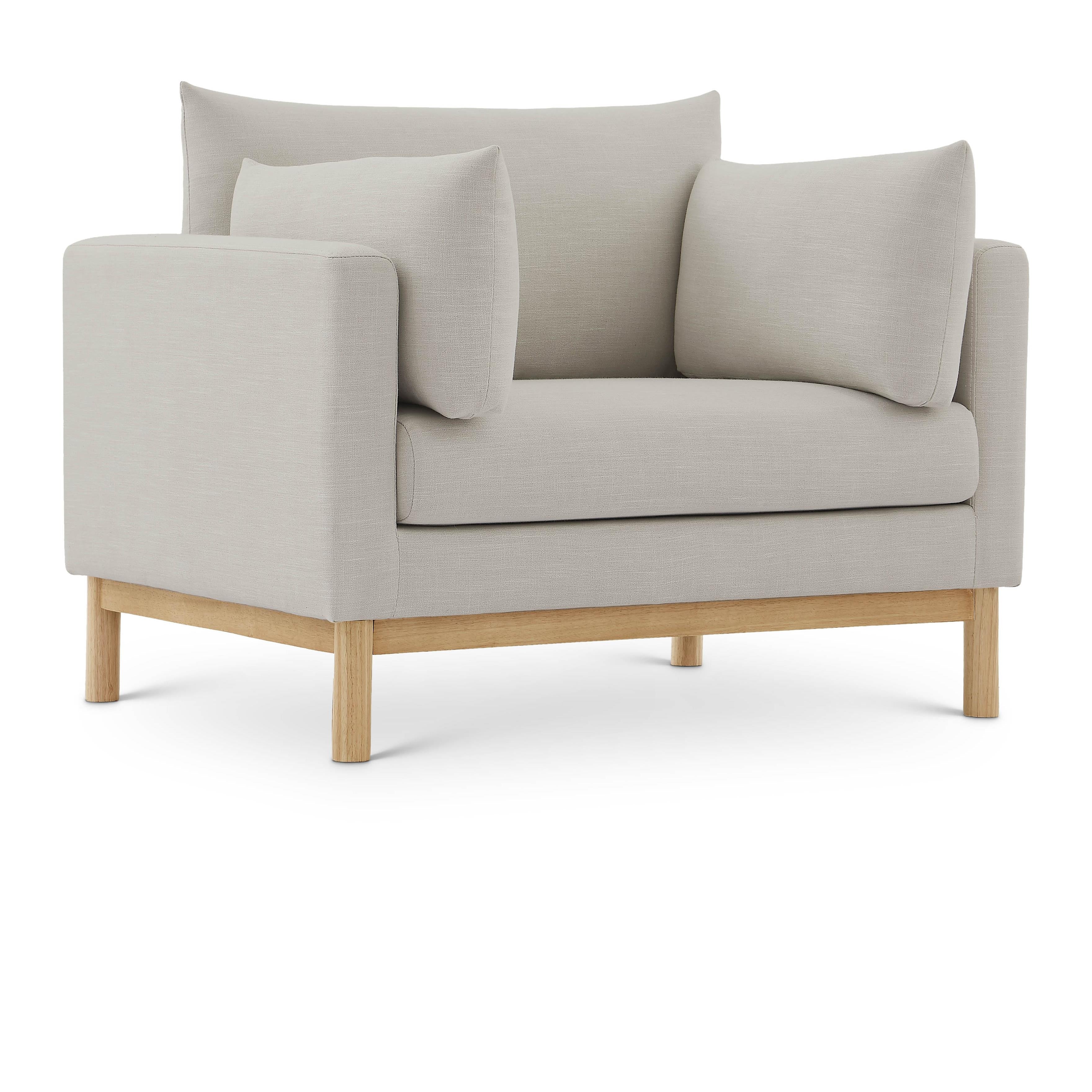 Meridian Langham Beige Linen Textured Fabric Chair