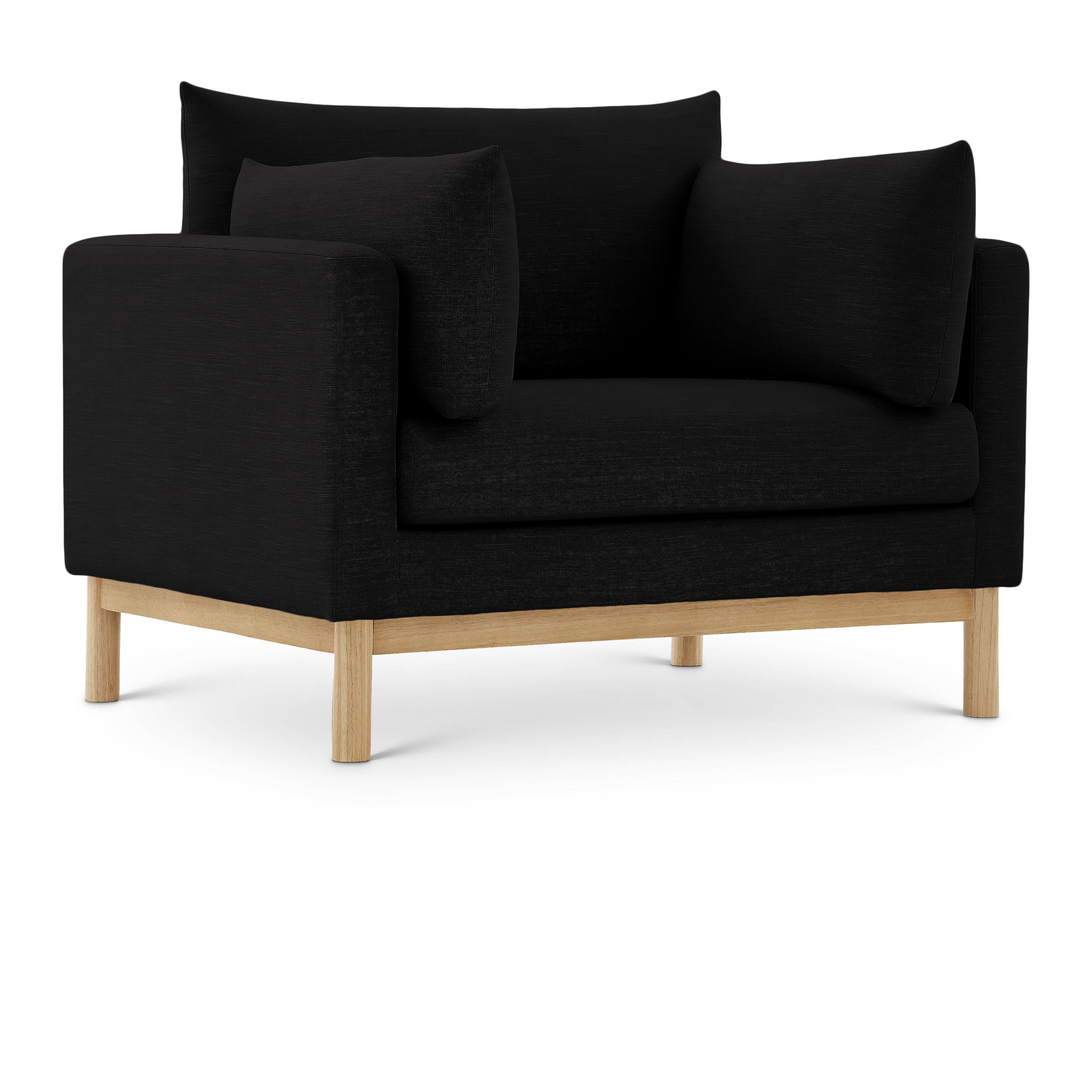 Meridian Langham Black Linen Textured Fabric Chair