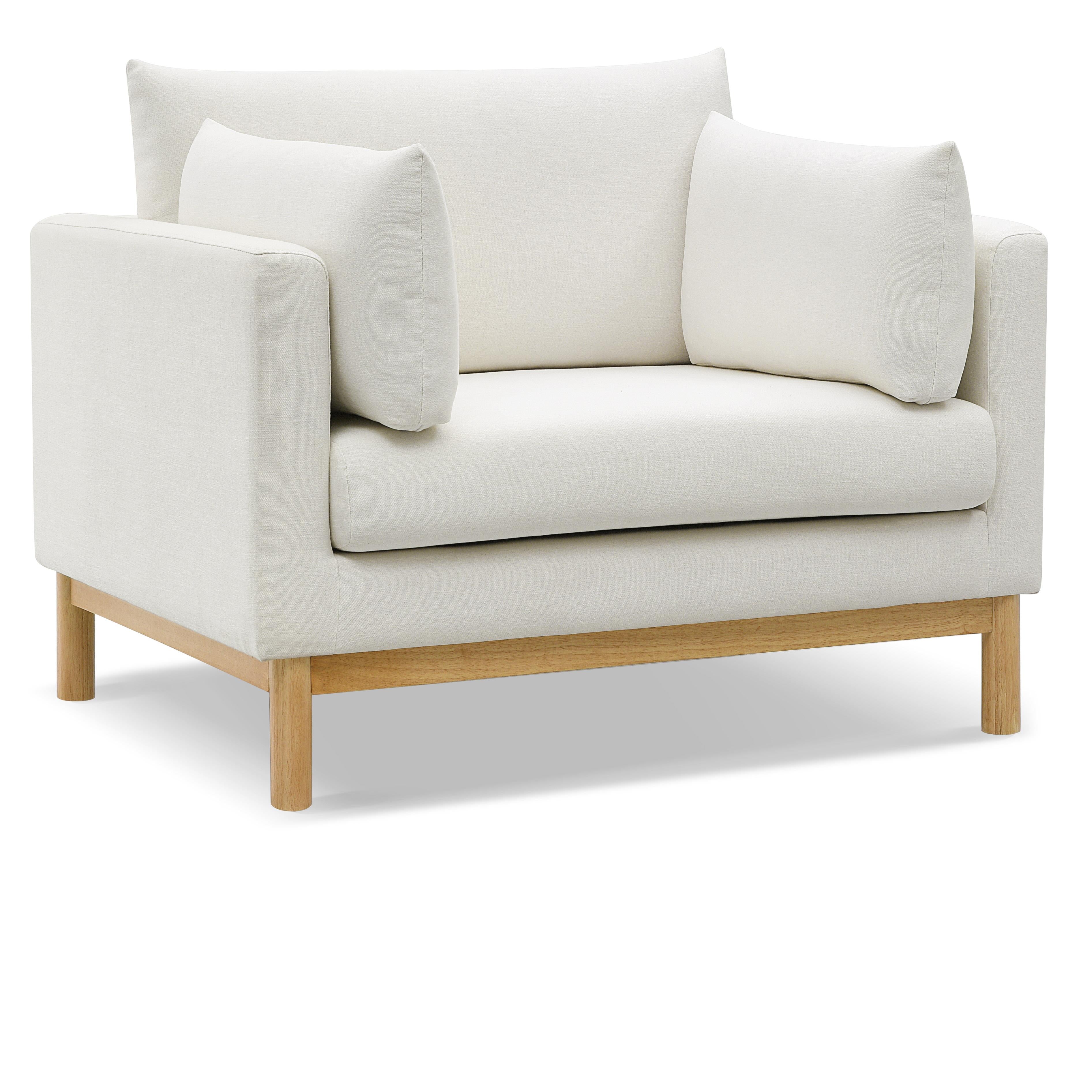 Meridian Langham Cream Linen Textured Fabric Chair