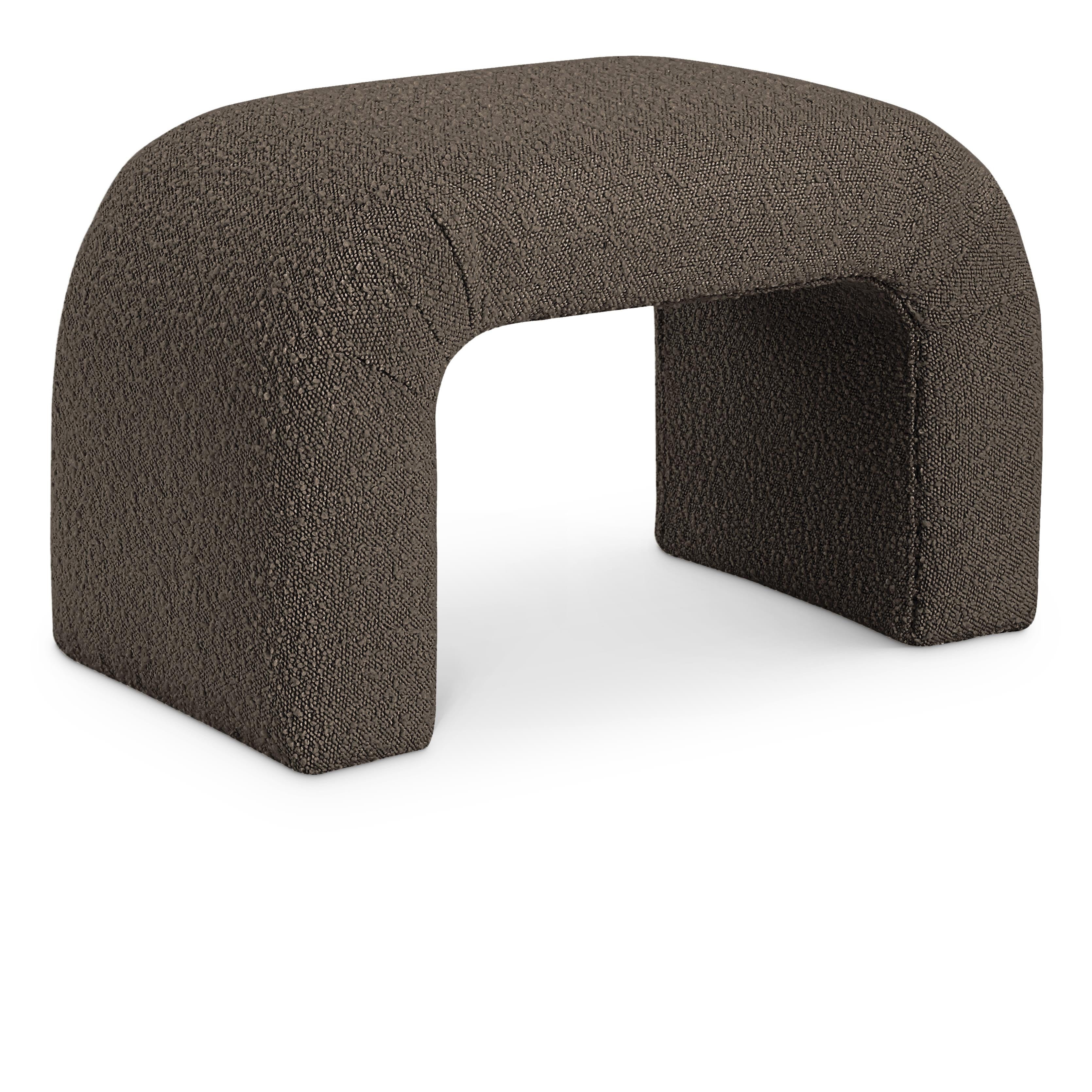 Meridian Niagara Brown Boucle Fabric Bench