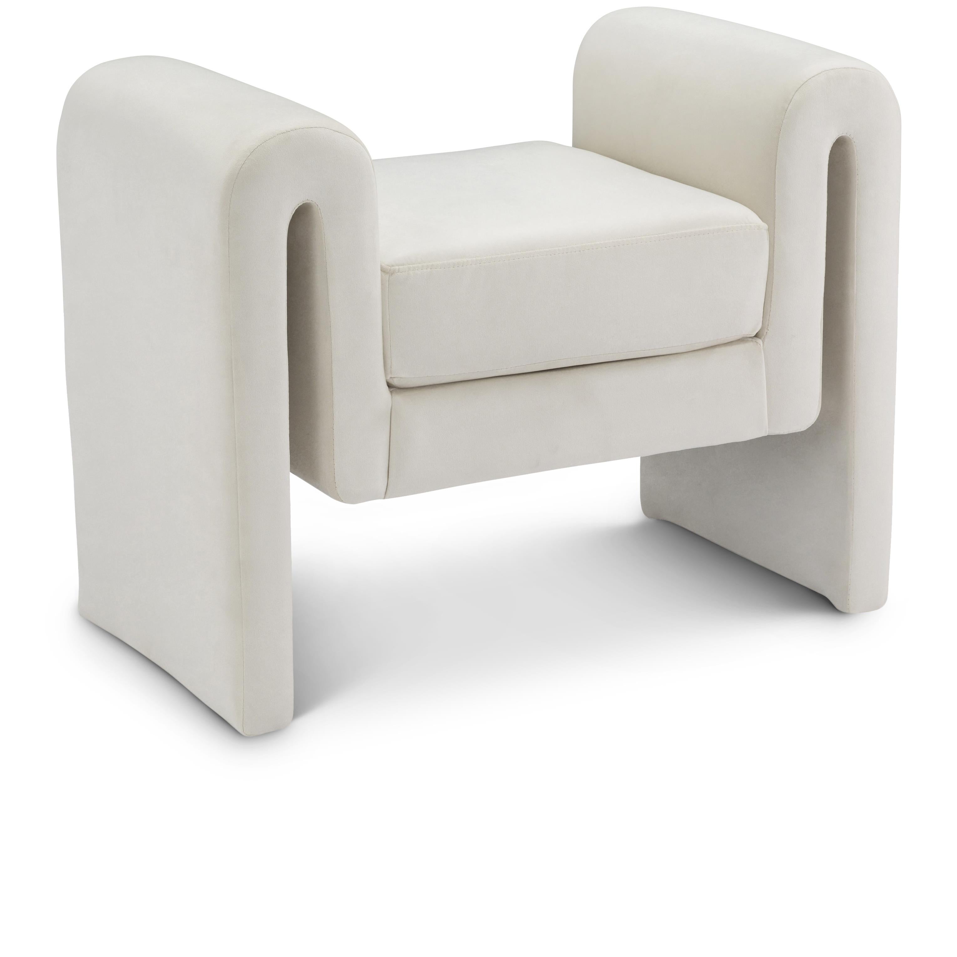 Meridian Sloan Cream Velvet Bench
