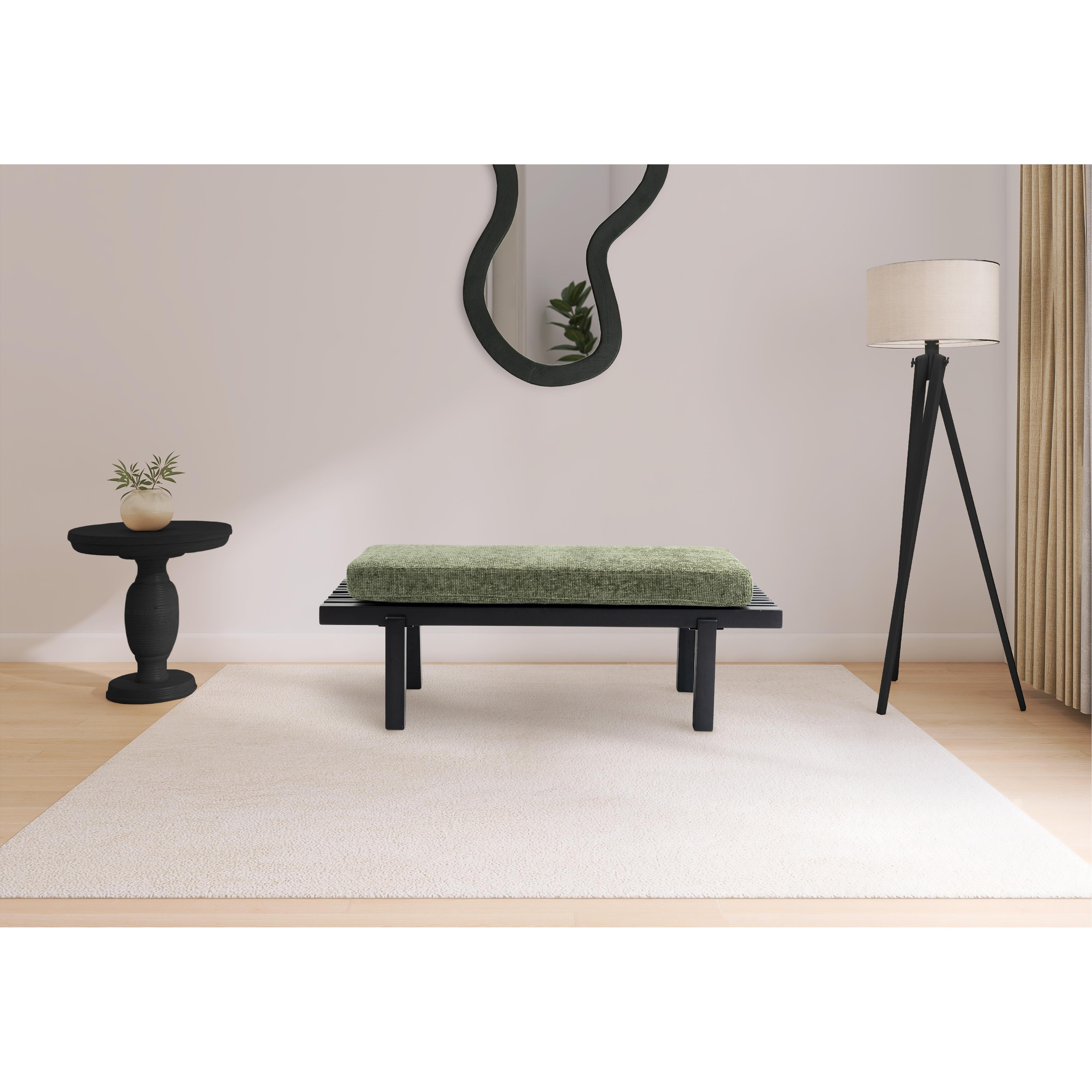 Meridian Naya Green Chenille Fabric Bench