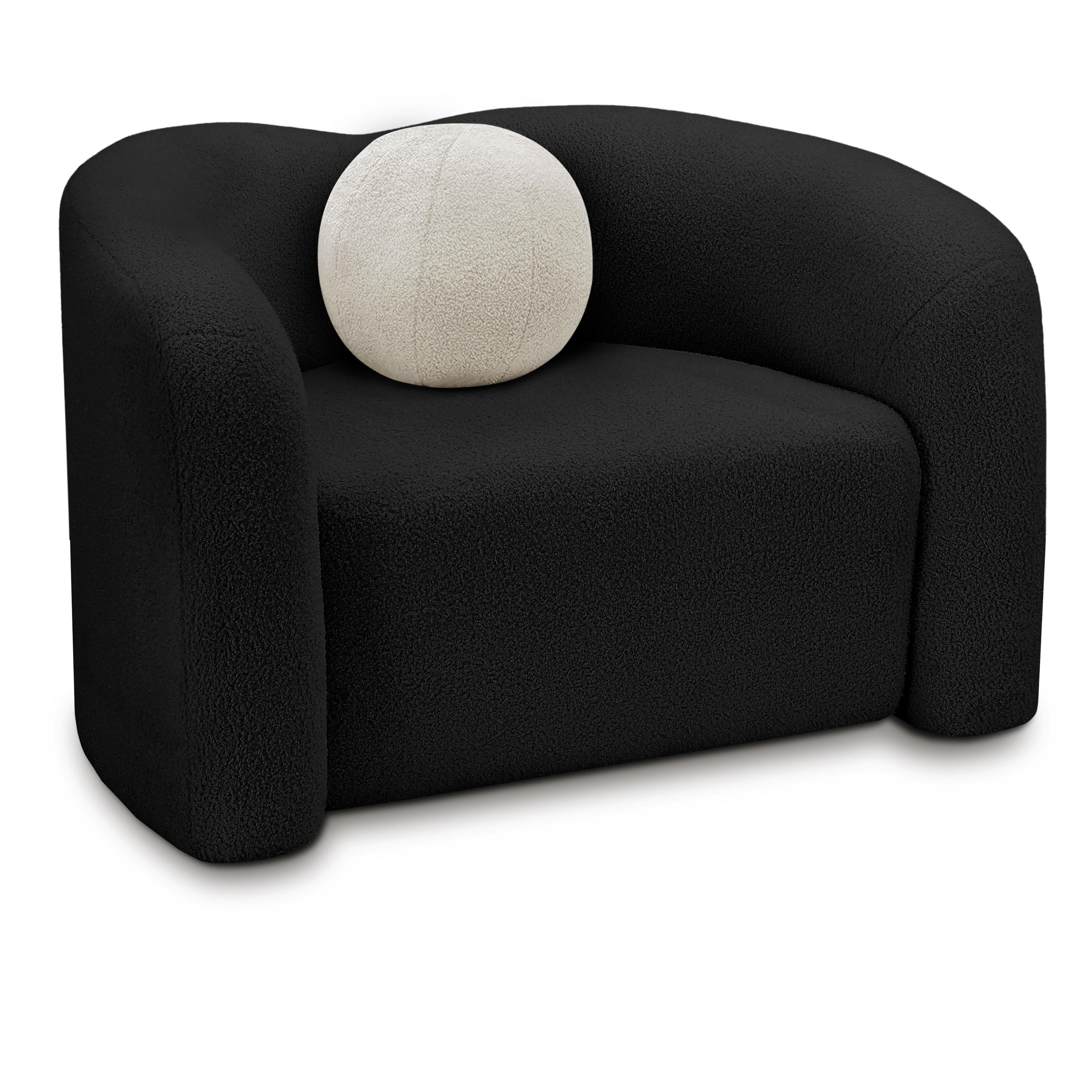Meridian Kali Black Faux Shearling Teddy Fabric Chair