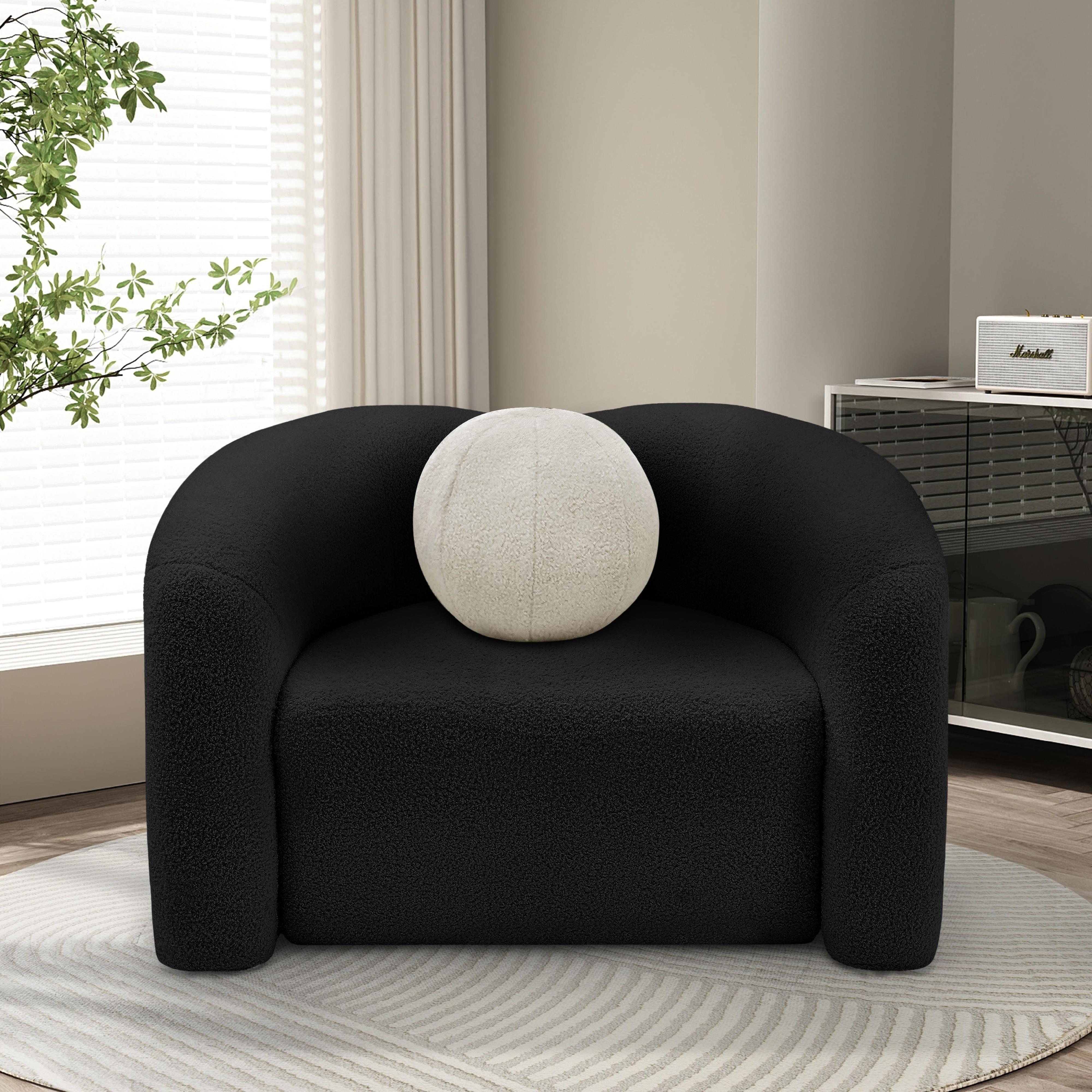 Meridian Kali Black Faux Shearling Teddy Fabric Chair