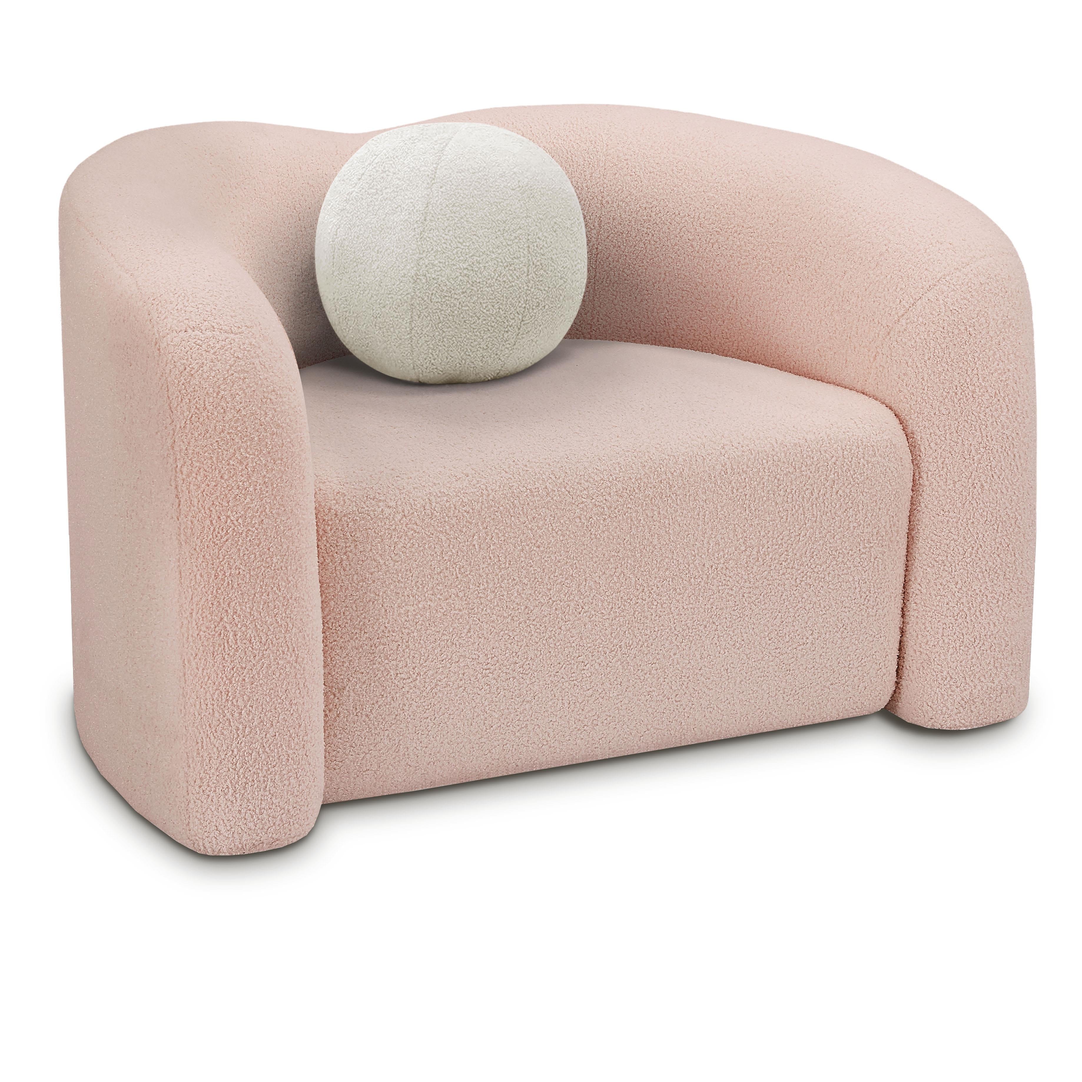 Meridian Kali Pink Faux Shearling Teddy Fabric Chair