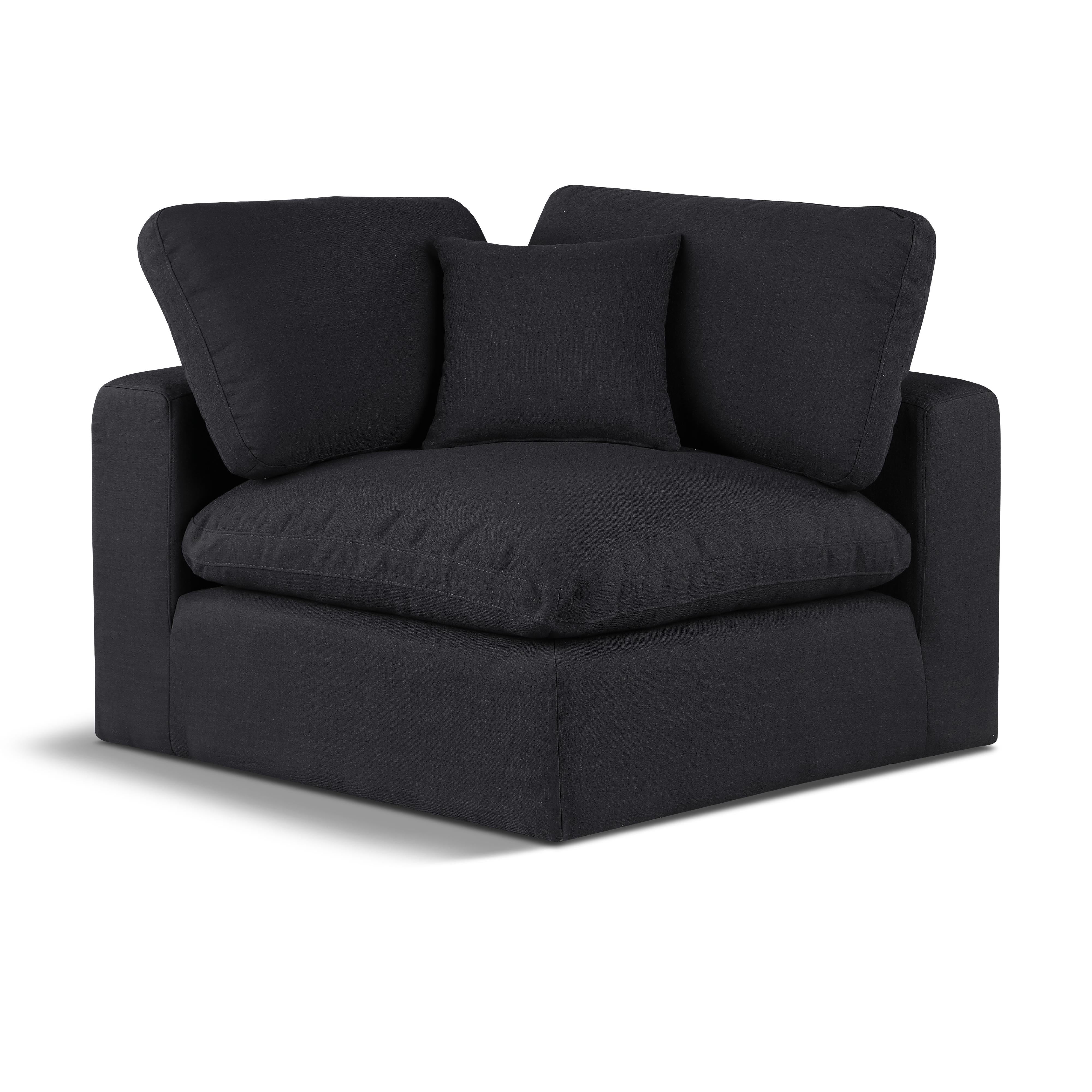 Meridian Comfy Black Linen Textured Fabric Modular Corner Chair