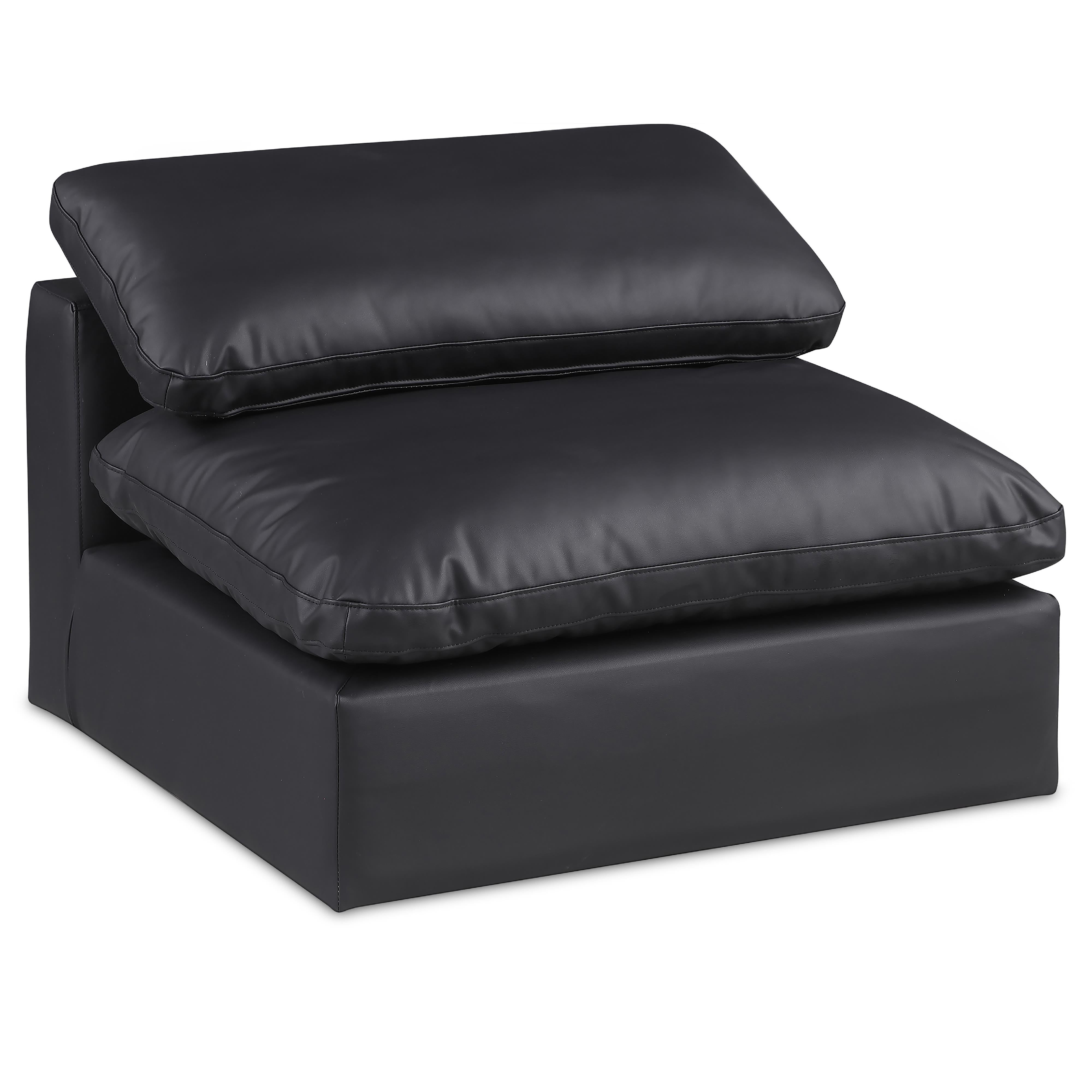 Meridian Comfy Black Vegan Leather Modular Armless Chair