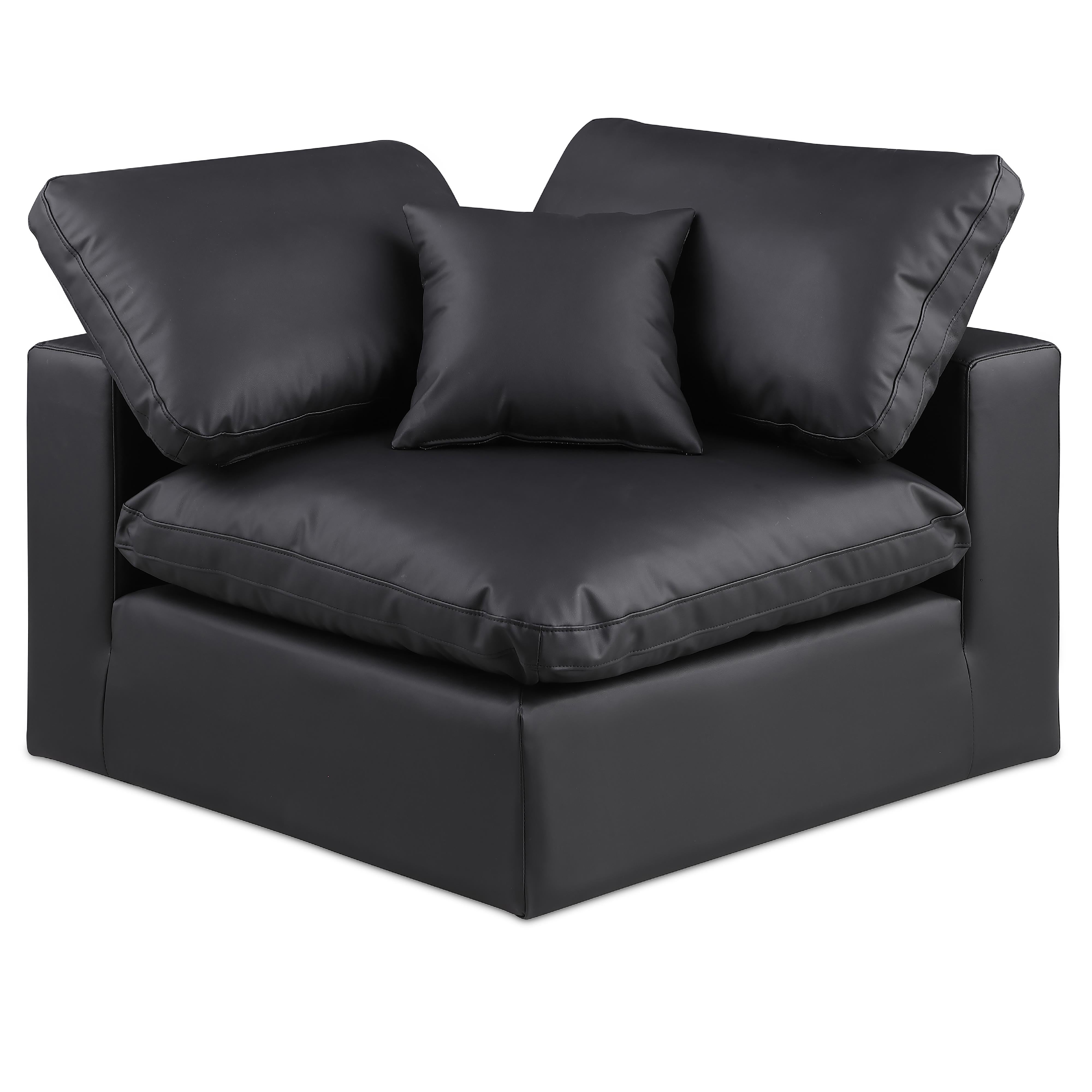 Meridian Comfy Black Vegan Leather Modular Corner Chair
