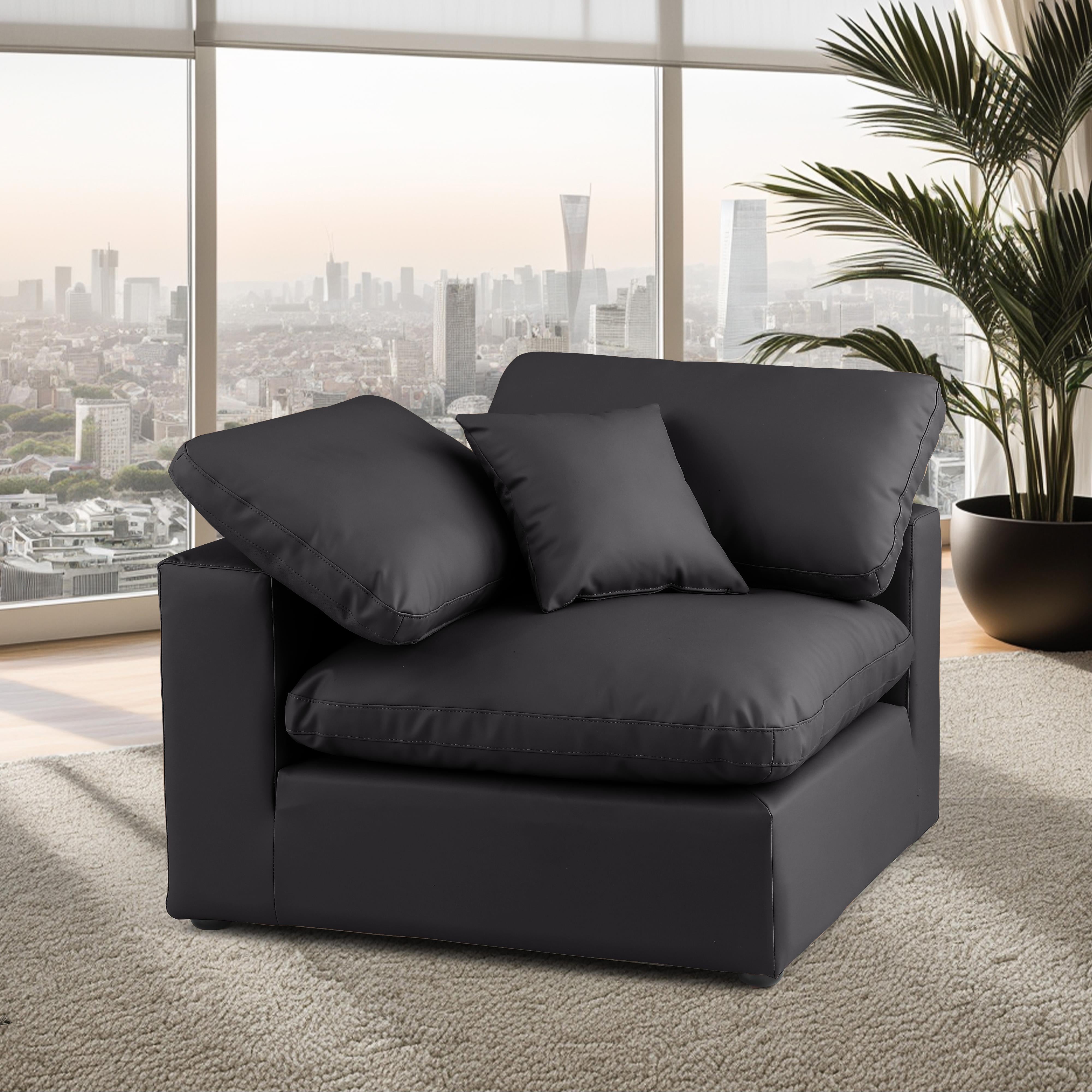 Meridian Comfy Black Vegan Leather Modular Corner Chair