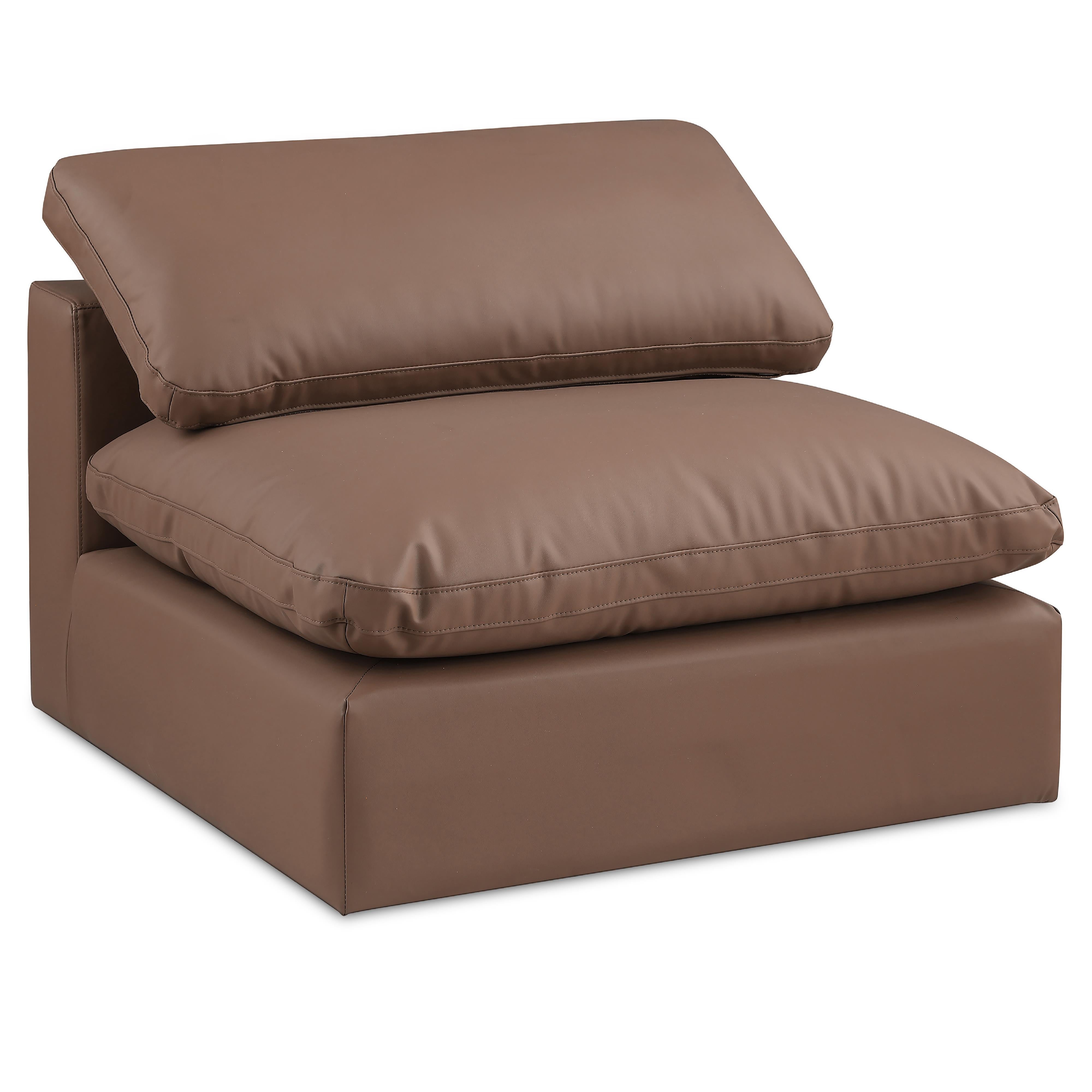 Meridian Comfy Brown Vegan Leather Modular Armless Chair