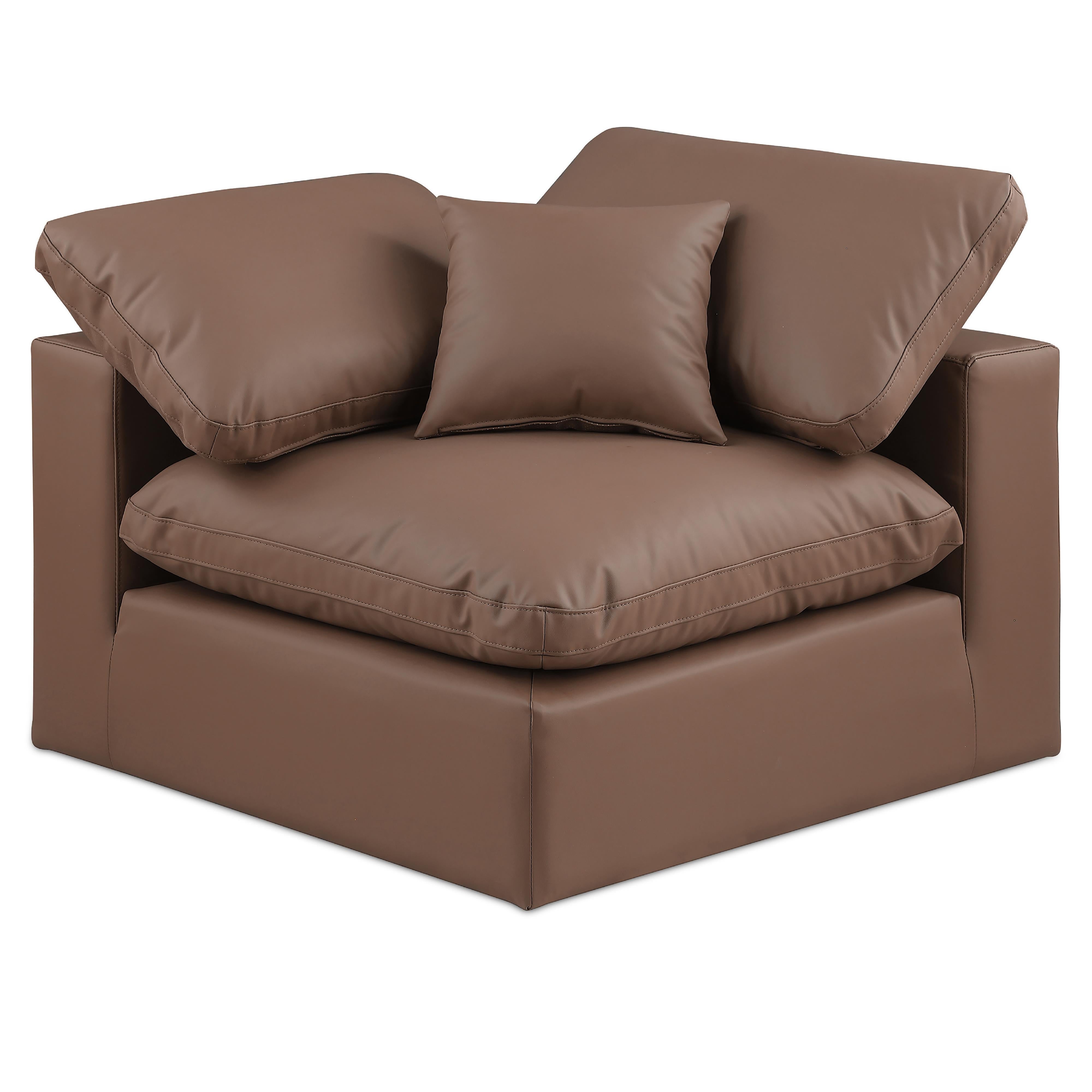 Meridian Comfy Brown Vegan Leather Modular Corner Chair