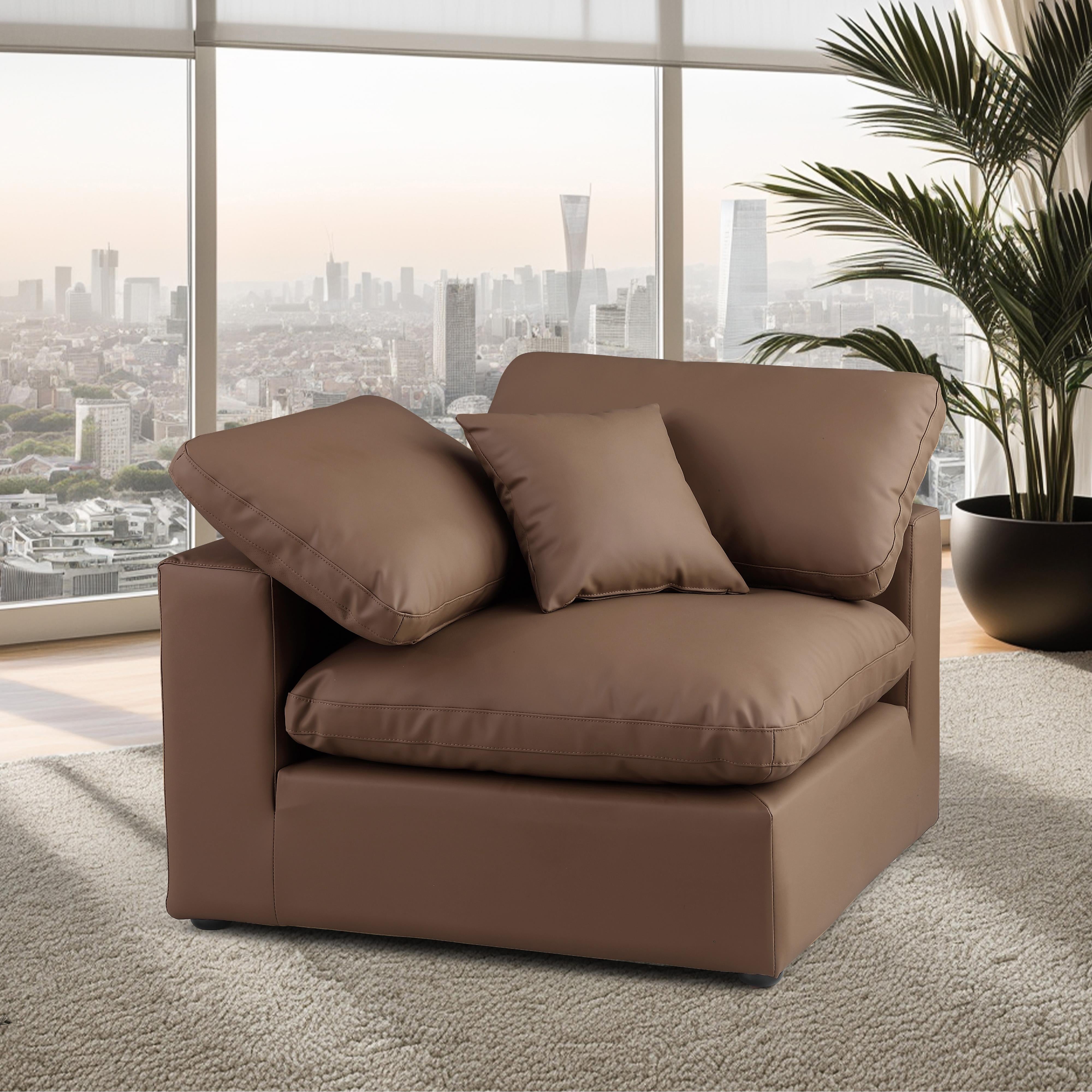 Meridian Comfy Brown Vegan Leather Modular Corner Chair