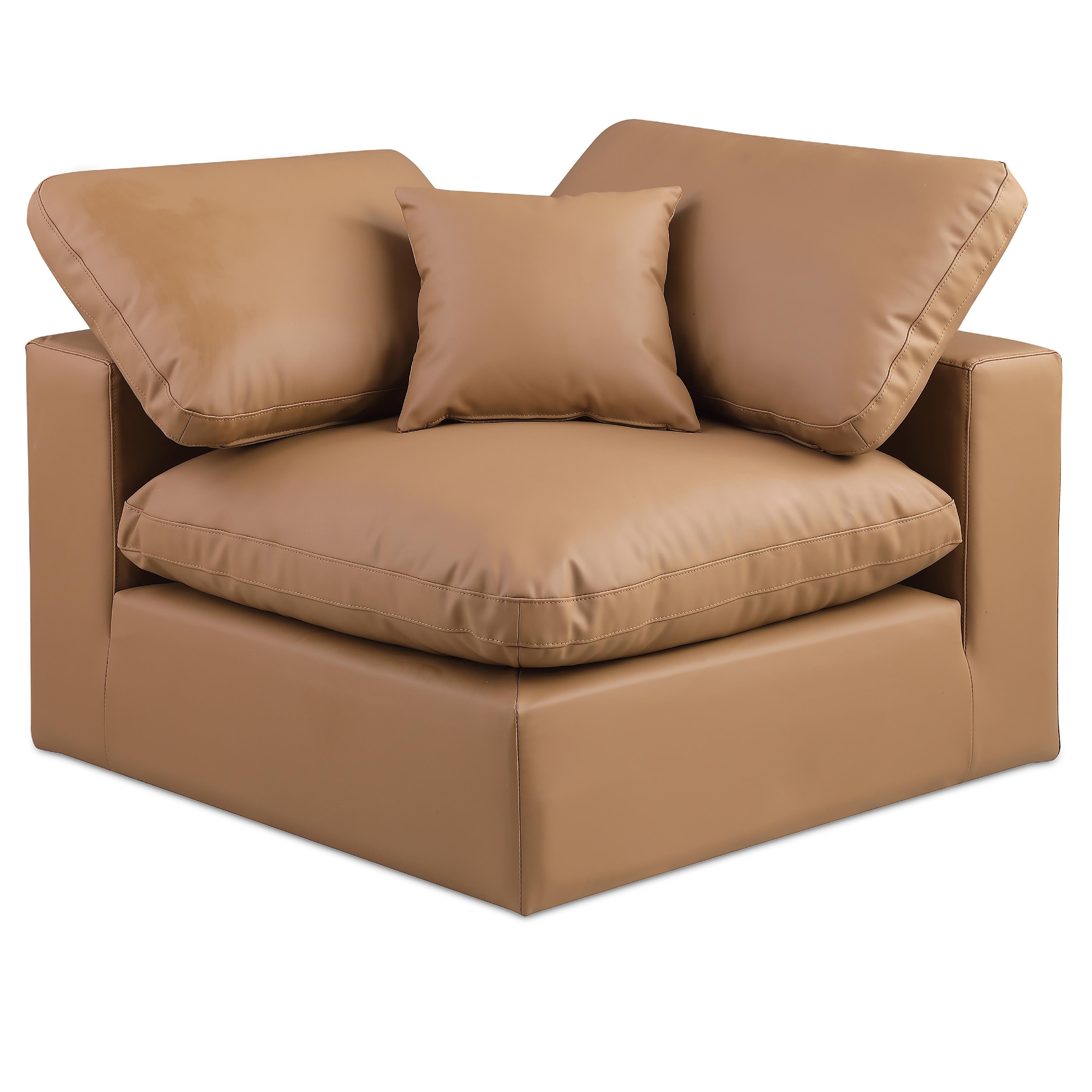 Meridian Comfy Cognac Vegan Leather Modular Corner Chair
