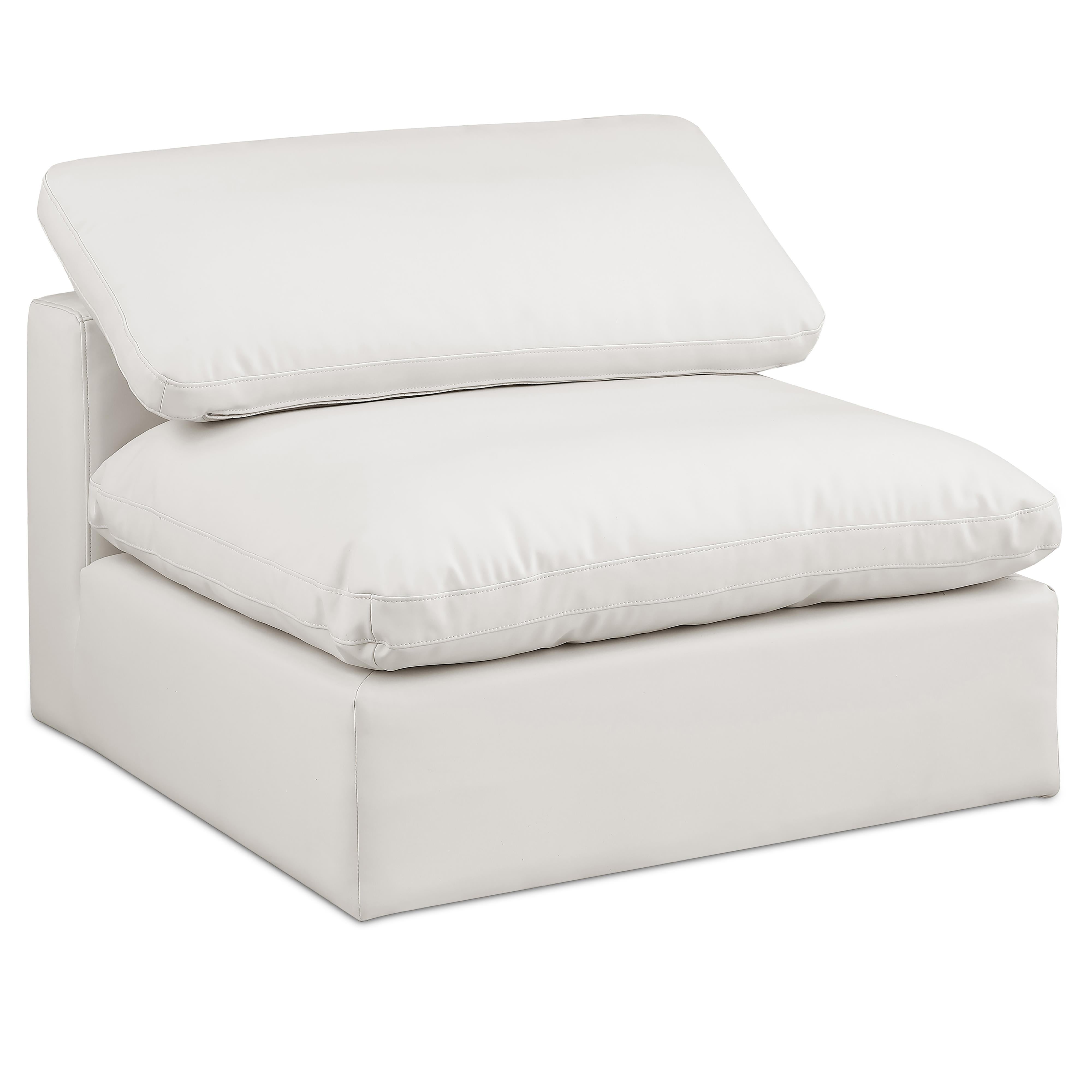 Meridian Comfy Cream Vegan Leather Modular Armless Chair